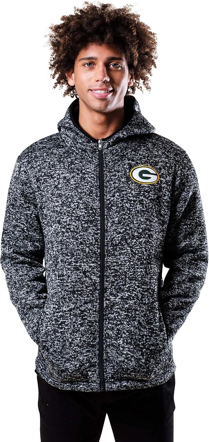 Ultra Game NFL Mens Sherpa Full Zip Cozy Fleece Hoodie Sweatshirt Jacket