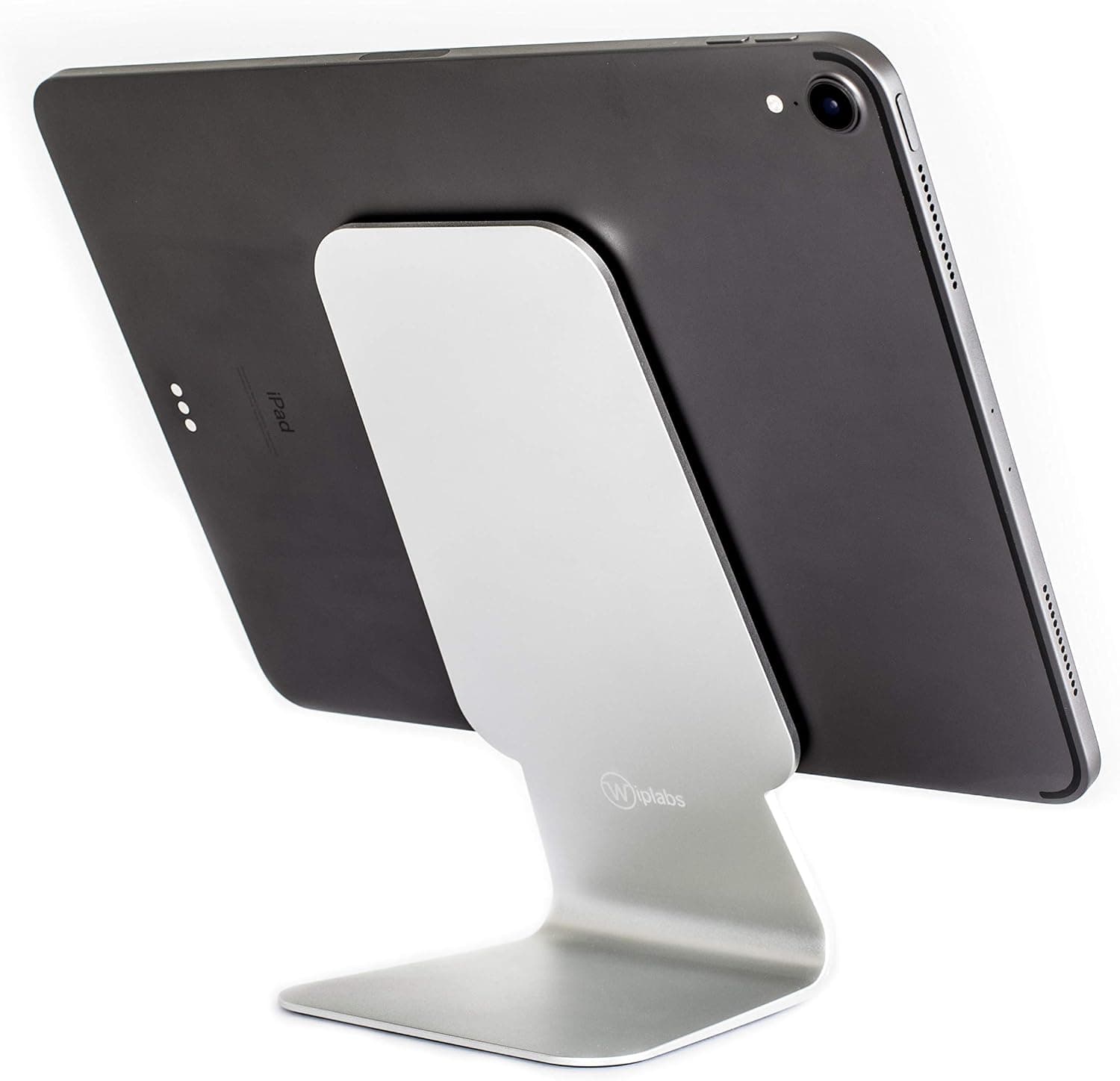 Wiplabs Slope - Patented Tablet Stand, Premium Micro-Suction iPad Stand Holder Dock for New iPad Pro and All Tablets or E-Reader up to 10.5 inches with Flat Back - Silver