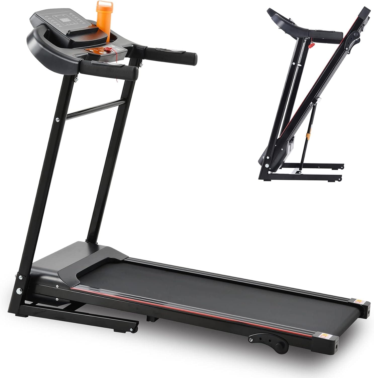 Treadmill, Home Folding Treadmill for Home Workout, 5" LCD Screen, Shock-Absorbent Running Deck, Device Holder - 265 LB Capacity