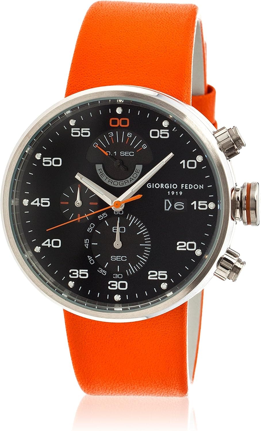 Giorgio Fedon 1919 Speed Timer IV Mens Watch, Black Dial, Orange Leather Band GIOGFBI002