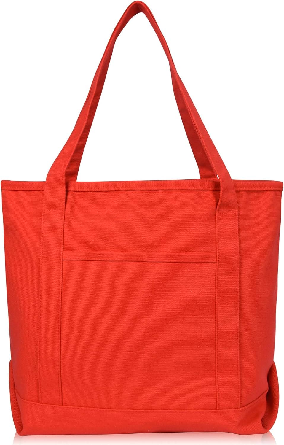 DALIX 20" Solid Color Cotton Canvas Shopping Tote Bag in Red