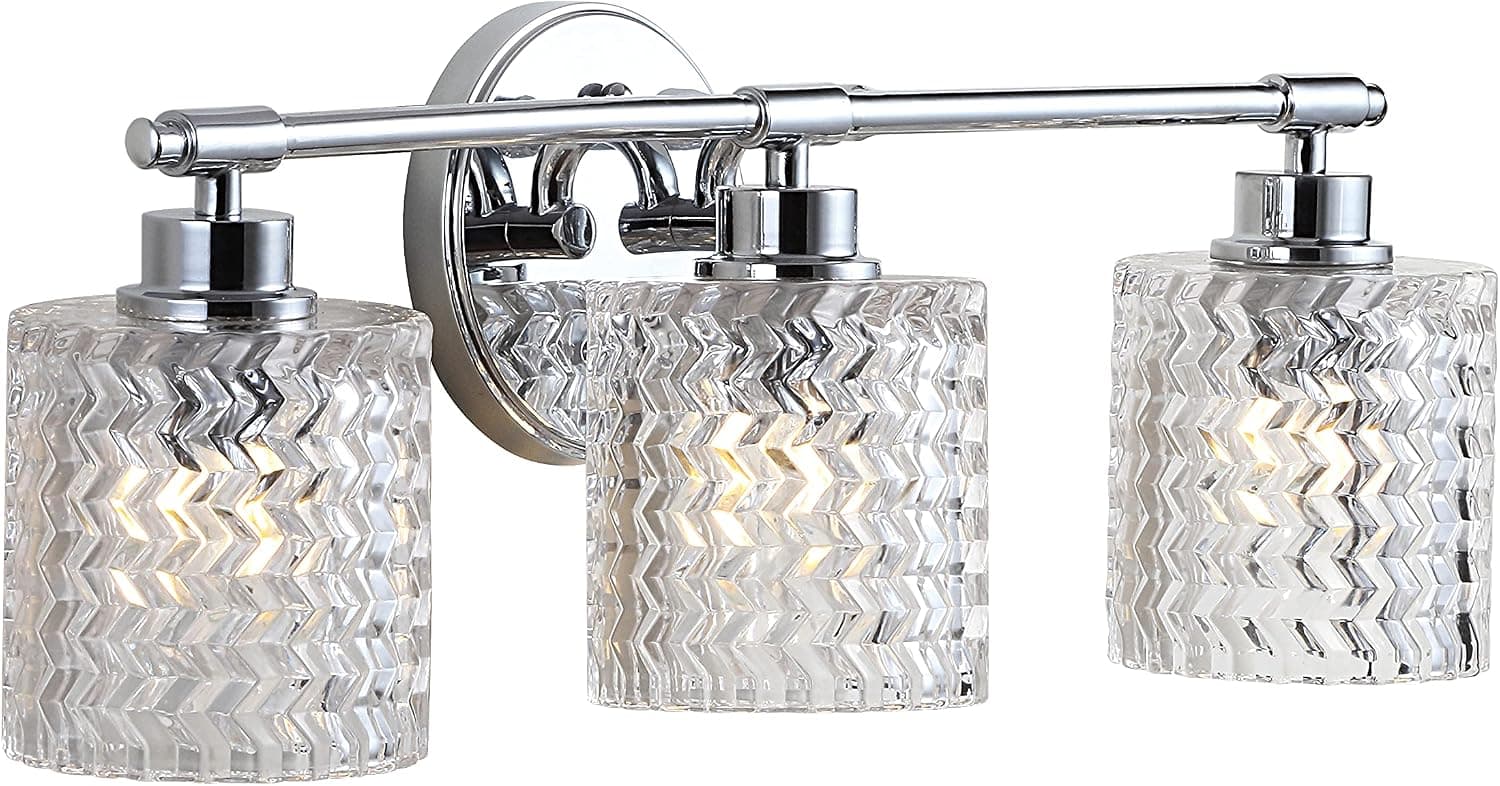 JONATHAN Y JYL3550A Spaulding Vintage 22" 3-Light Farmhouse Cottage LED Vanity Light Glam Bohemian 2700K LED 4W Bulbs Included Bathroom Hallway Living Room Bedroom Mirror Cabinet, Chrome