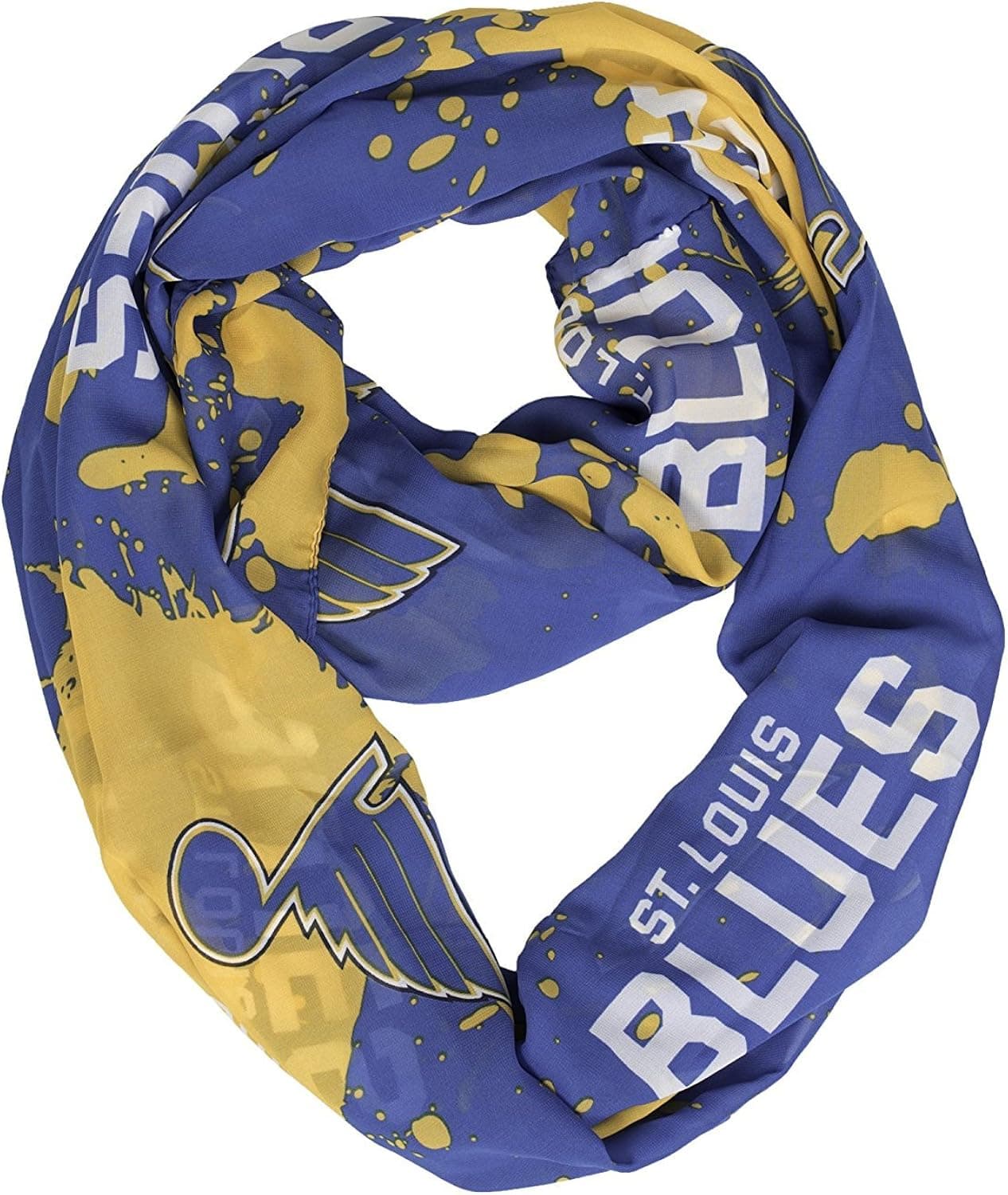 Littlearth NHL St. Louis Blues Silky Infinity Scarf Spatter, Blue, 70" x 25"