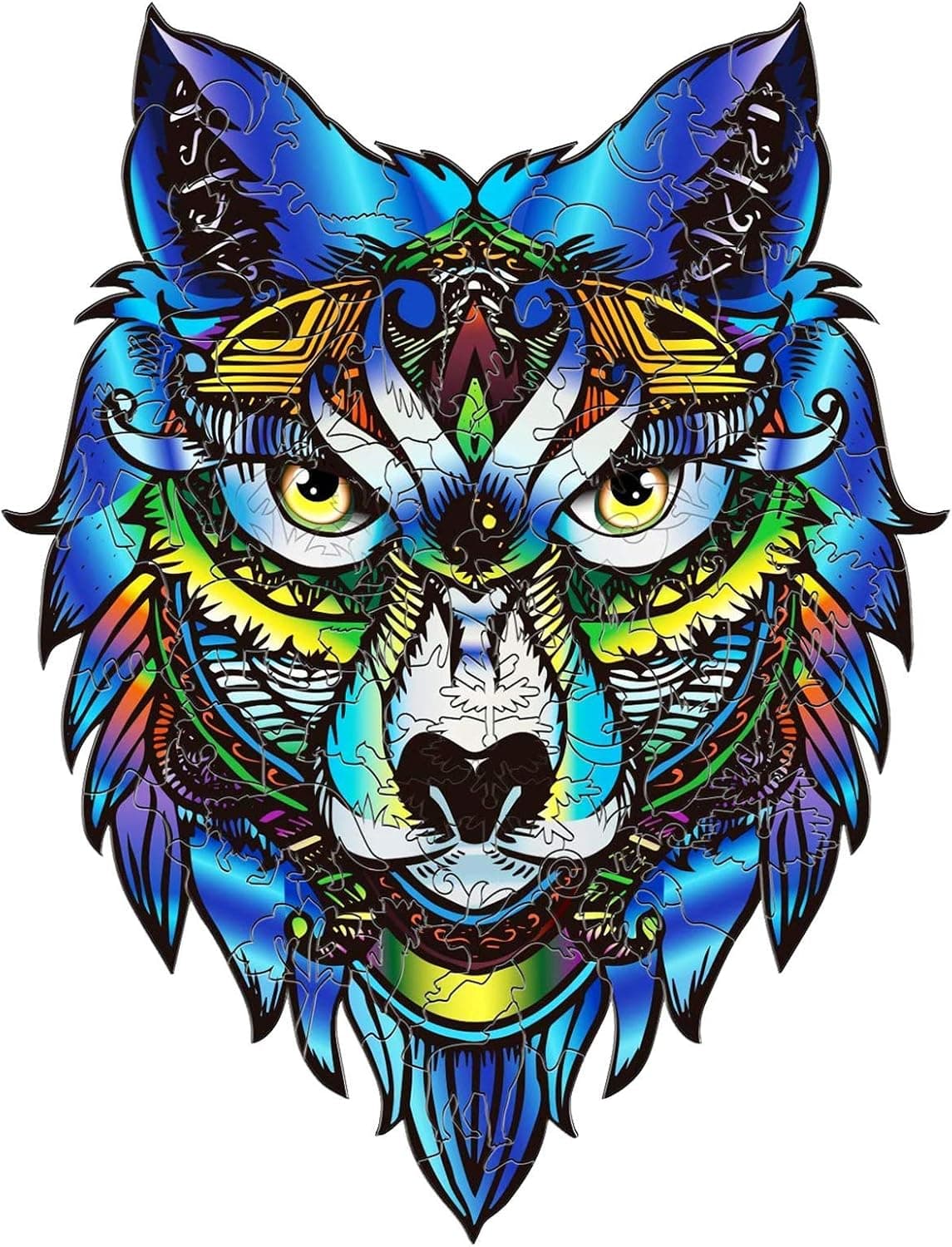 RALCH WYSOM Wooden Jigsaw Puzzles,Creative Craft Wolf Wooden Puzzle 113 Unique Shape Jigsaw Pieces (6.3 х 8.27 in) ，Wooden Puzzles for Adults and Kids
