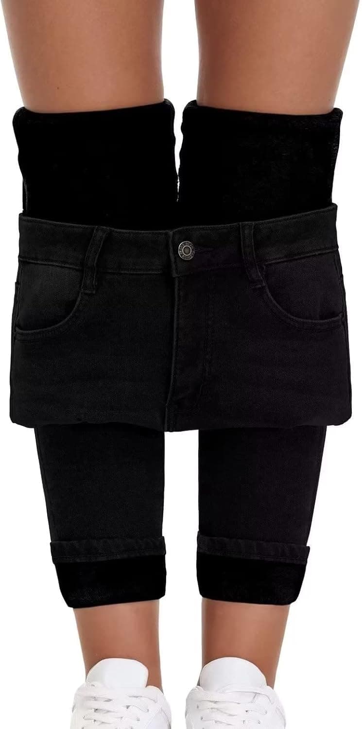 Women's Fleece Lined Jeans Skinny High Waisted Winter Thick Fleece Warm Stretch Fleece Lining Women Jeans Pants