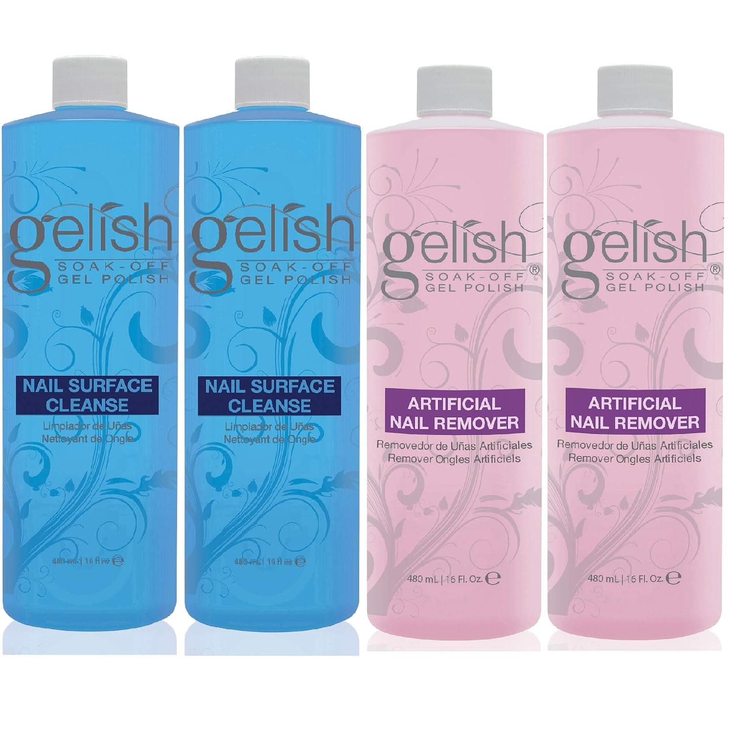 Gelish Nail Gel Top Coat Cleanser (2 Pack) & Nail Polish Remover (2 Pack)