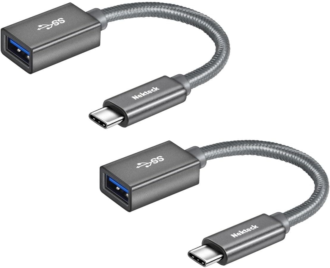 Nekteck USB-IF Certified(2-Pack) USB C to USB 3.0 Aluminum Adapter Thunderbolt 3 to USB A Female Cable Connector Support OTG Function, Compatible with 2018 MacBook Air/Pro, Galaxy Note 9 S9/ Gray