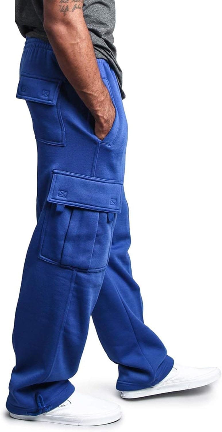 G-Style USA Men's Solid Fleece Heavyweight Cargo Pants
