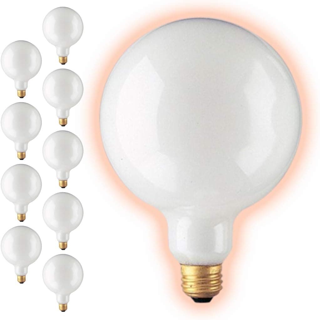 GoodBulb 25 Watt G40 Globe Light Bulbs | Frosted Finish Medium E26 Base 2700K Soft White Light | Dimmable 25W 350 Lumens | Ideal Vanity Light Bulbs | Pack of 10 Bulbs