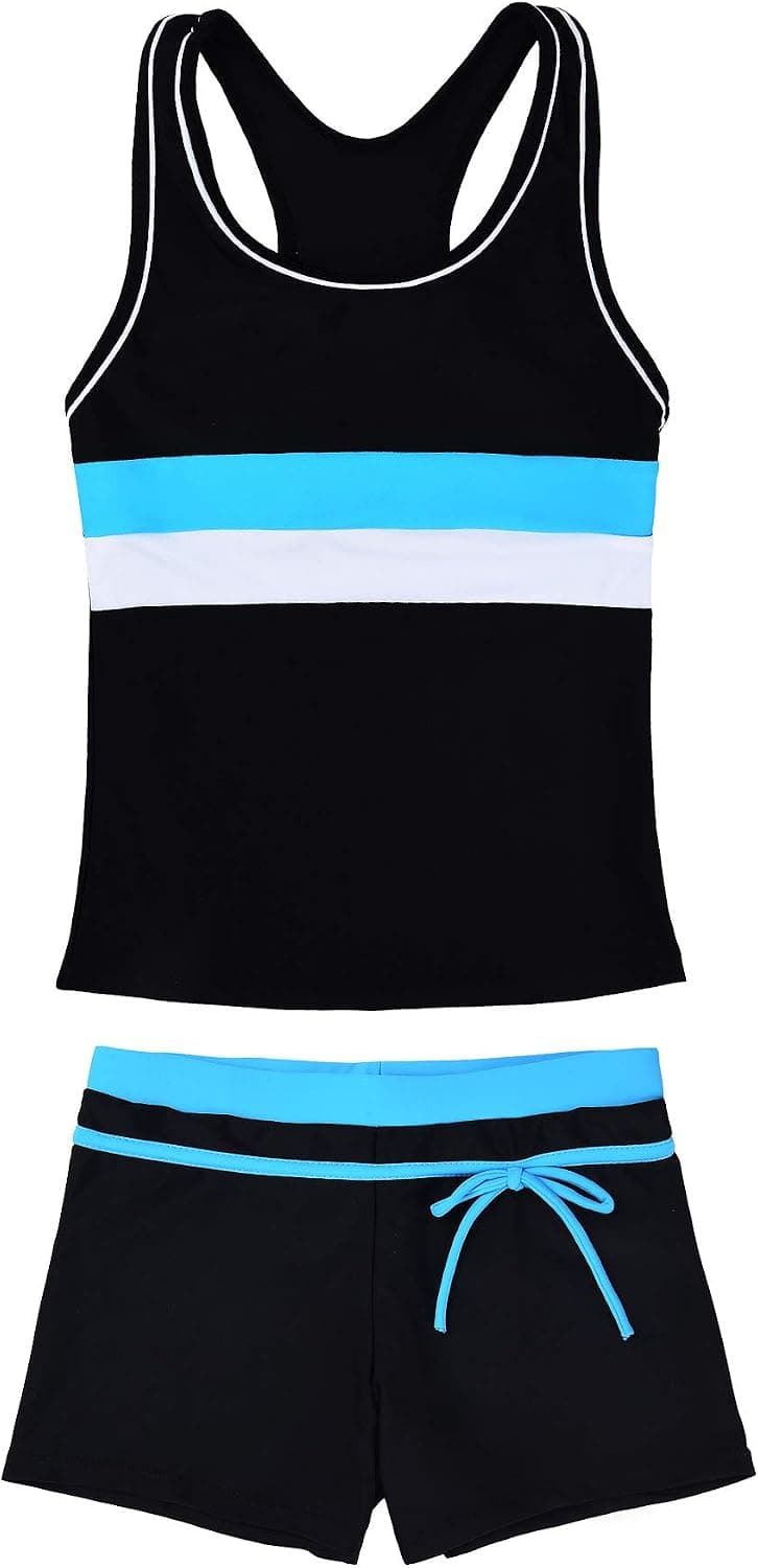 JerrisApparel Little Girls' Summer Two Piece Boyshort Tankini Kids Swimsuit