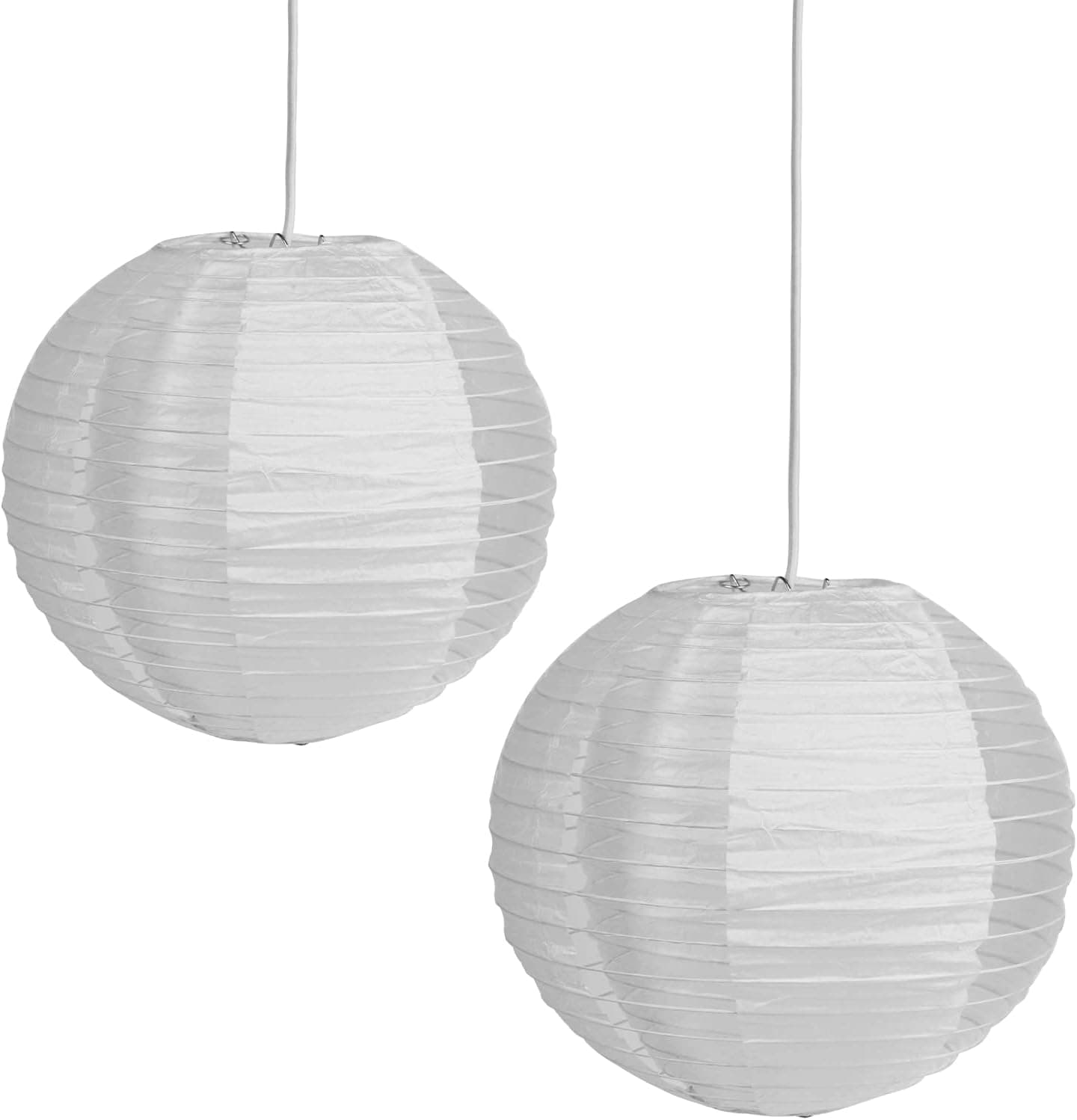 Hanging Paper Lantern Lamps, Paper Lamp Shade, Paper Lantern Decorative Round Small Paper Lanterns Easy to assemble (10inch-2PCS) (Eclipse White)