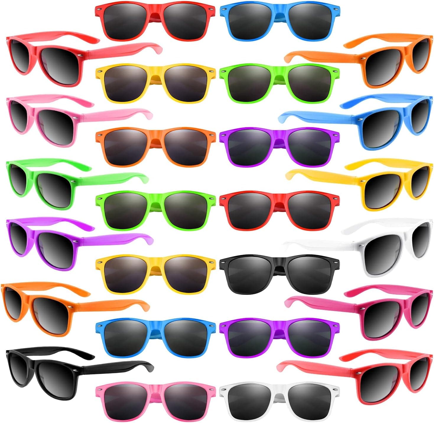 FEPITO 40 Pack Sunglasses Party Favors Neon Color Sunglasses Bulk for Beach Birthday Party Pool Wedding Party Supplies, 10 Colors