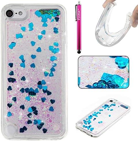 iPod Touch 6 Case, Firefish Slim Sparkle Shock Absorption Slim Bumper Cover Anti-Slip Soft Silicone Protective Skin for Girls Children Fits for Apple iPod Touch 6 -Blue
