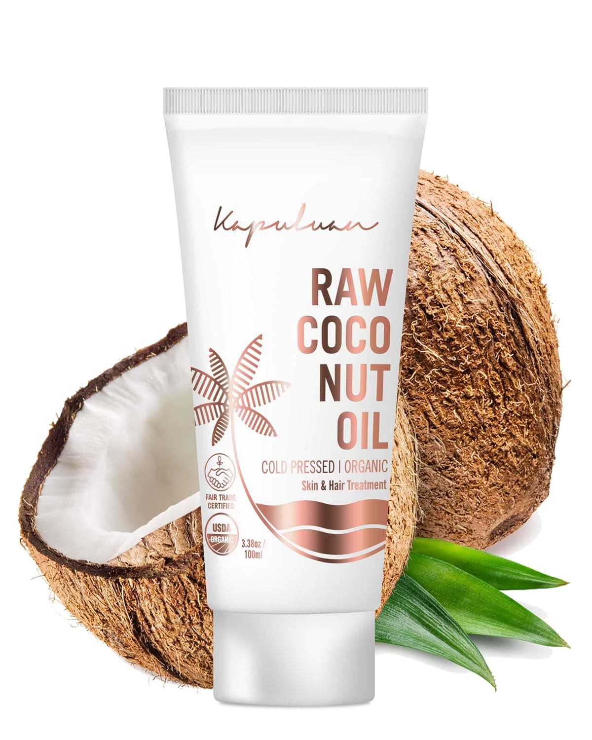 Organic Coconut Oil for Hair, Skin – Raw Extra Virgin Coconut Oil - Pure Unrefined Cold Pressed Oil with MCTs for Body Care or Haircare, Hair Growth, Aceite de Coco Organico, Baby, Dogs, Pets 100ml