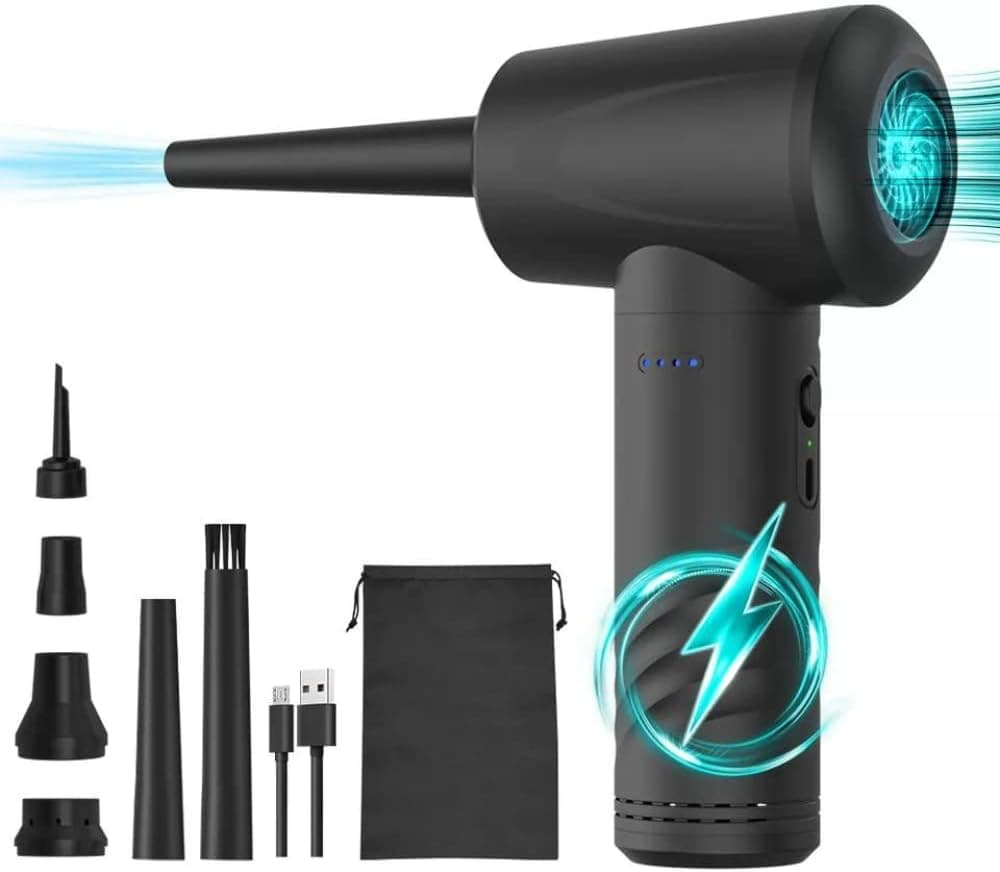 Dododuck Compressed air Duster - Keyboard Cleaner for Office - Good Replacement for Compressed Air Can - Electric air Duster with 3 Speeds up to 51000RPM - Cordless Air Duster 6000mAh Large Battery