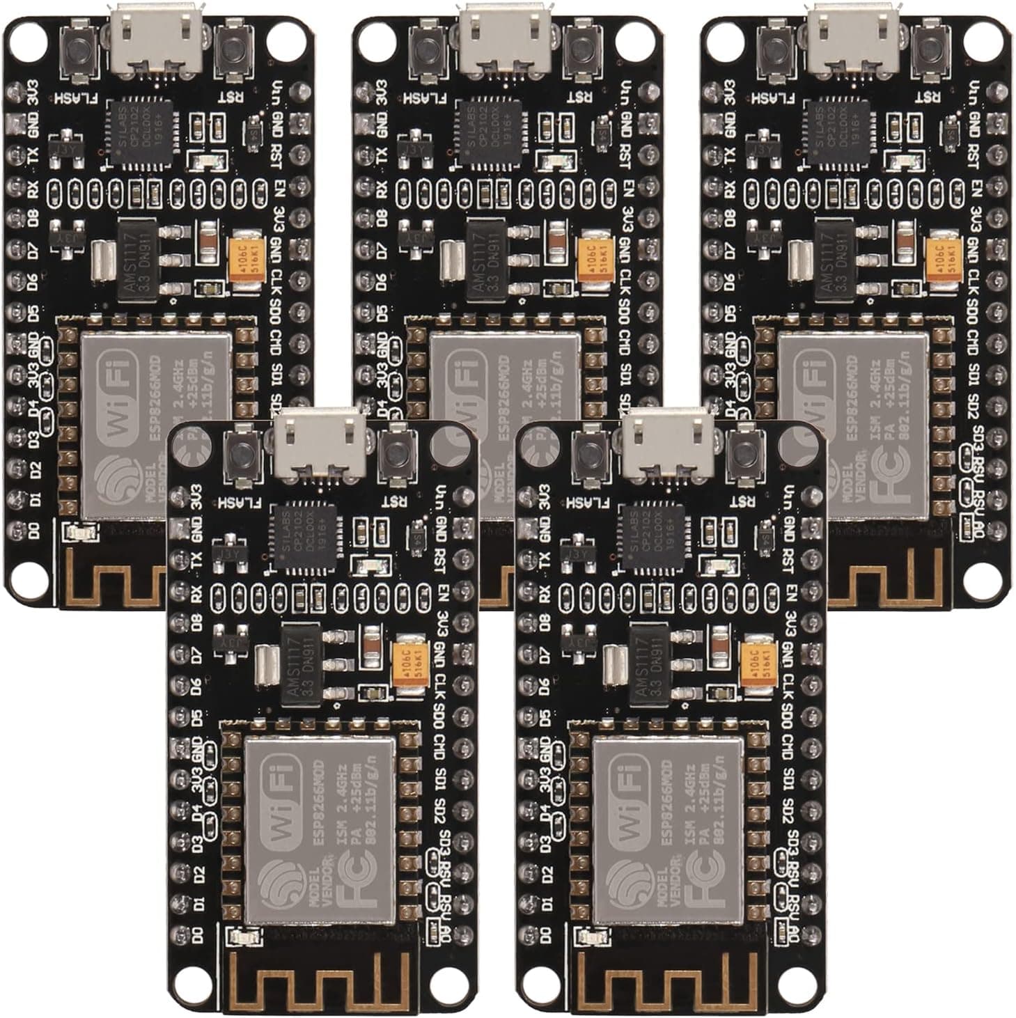 AITRIP 5 PCS ESP8266 NodeMCU V3 CP2102 ESP-12F 4M Bytes Internet of Things WiFi Development Board Serial Wireless Module for Arduino IDE Micropython