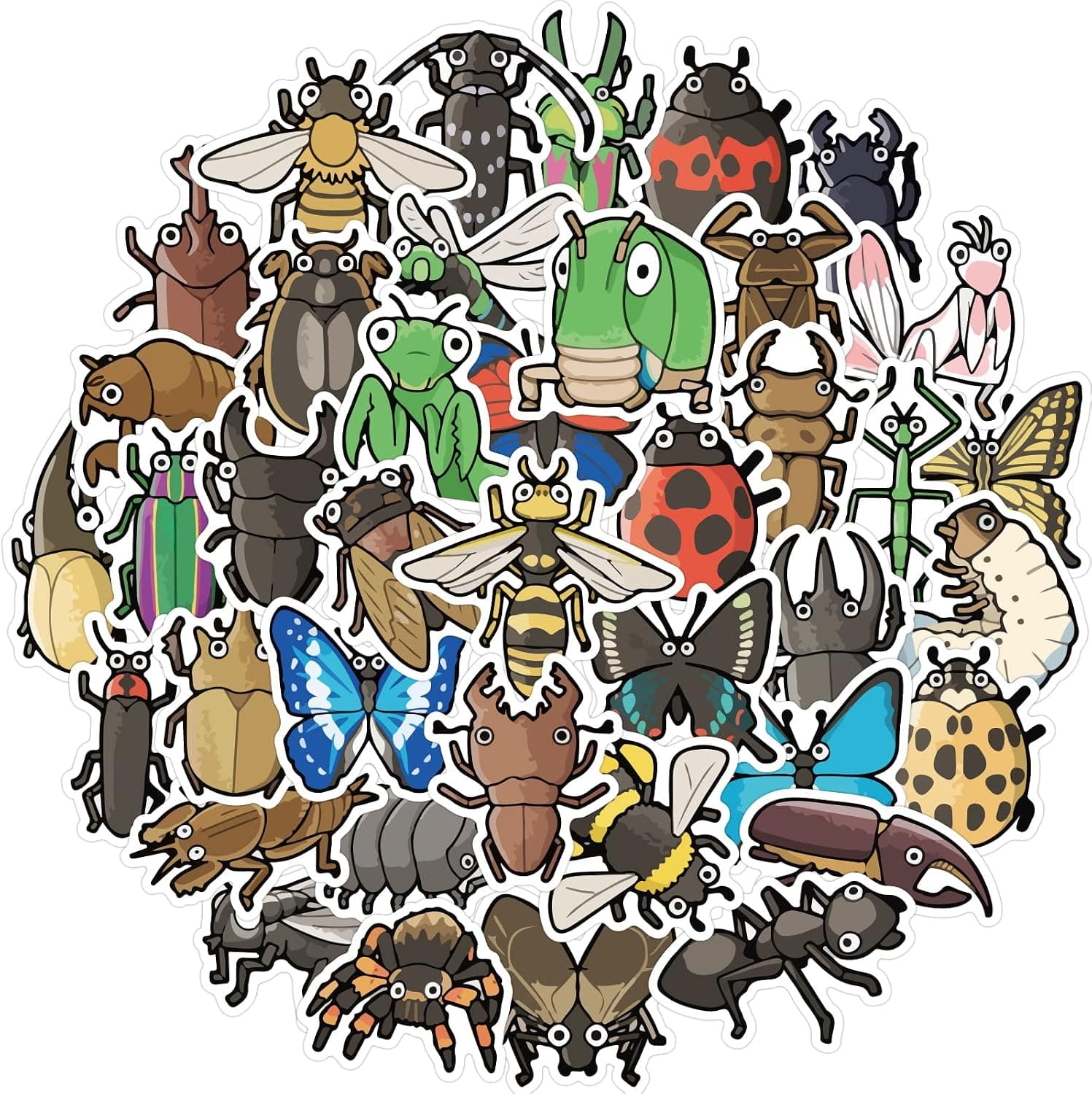 Loulan Realistic Bug Stickers for Kids,40PCS/Pack Aesthetic Ladybug Stickers Vinyl Waterproof Insect Stickers for Water Bottles Laptop Skateboard Scrapbooking Computer Phone