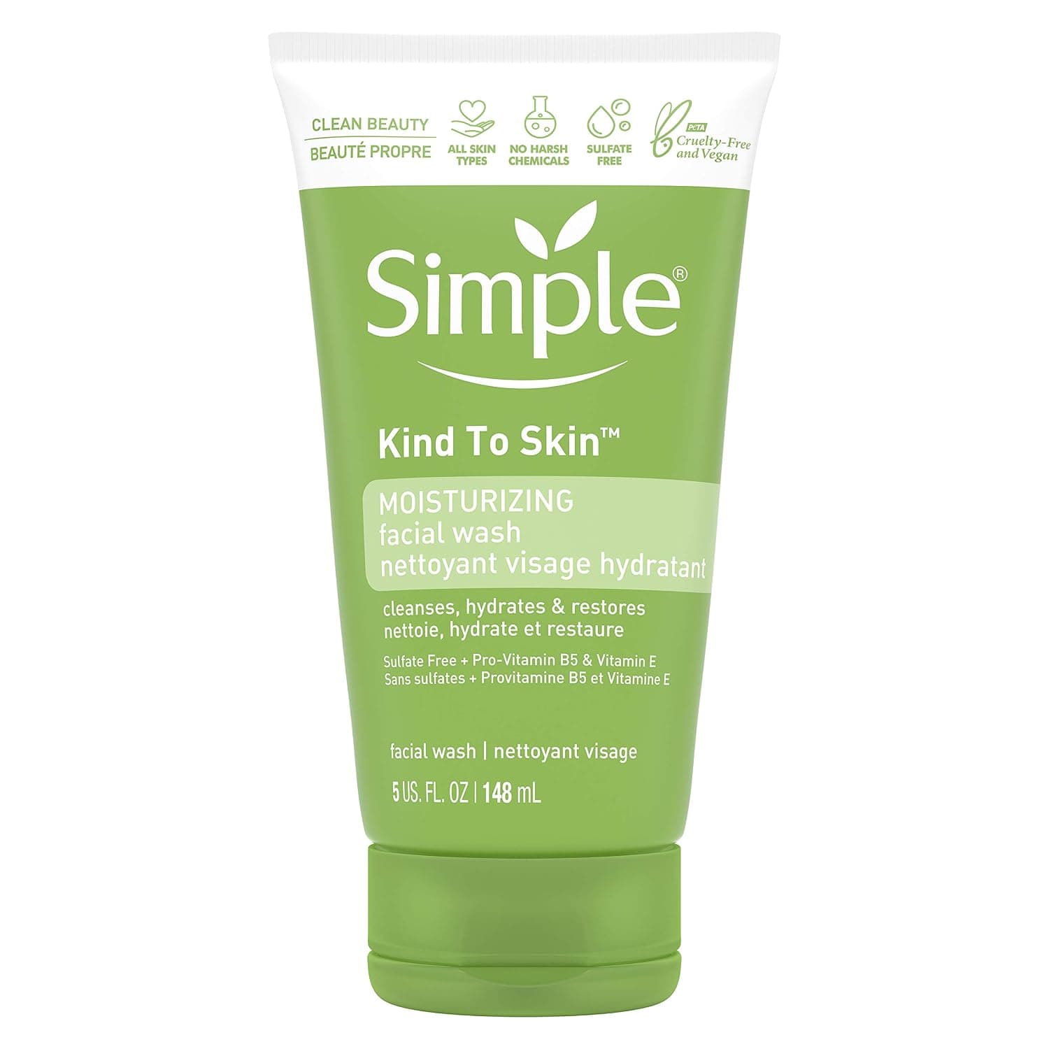 Simple Kind to Skin Face Wash Cleanser for All Skin Types Moisturizing Cleanses and Hydrates 5 oz