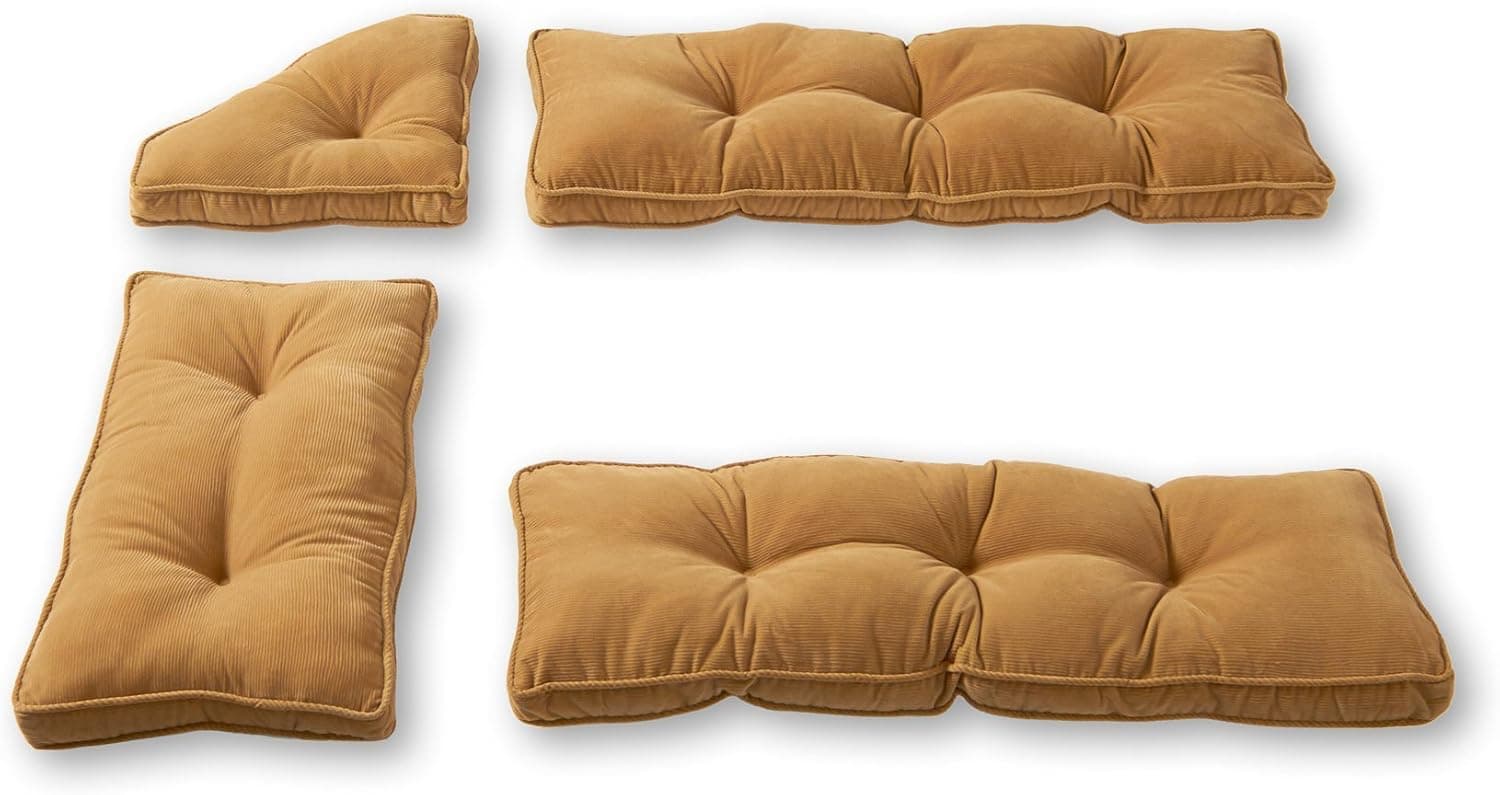 Greendale Home Fashions Cherokee Solid Microfiber Nook Cushion Set, Khaki ,Pack of 4.