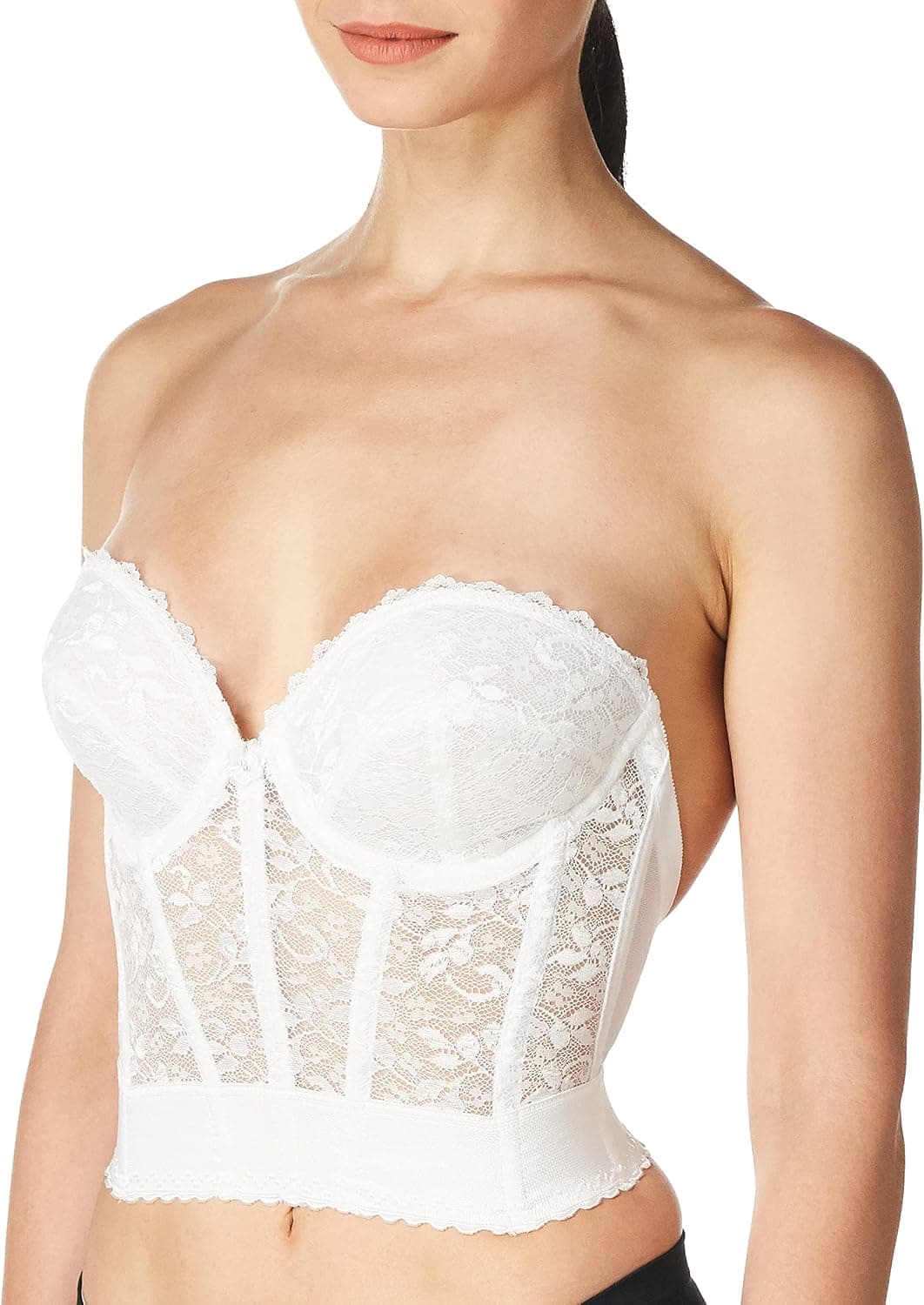 Carnival Women's Low Plunge Backless Lace Longline Bra