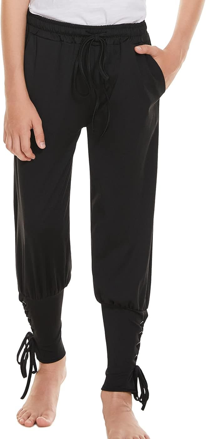 Medieval Ankle Banded Pirate Pants Boys, Kids Renaissance Viking Pirate Costume, Halloween Cosplay Gothic Striped Trousers