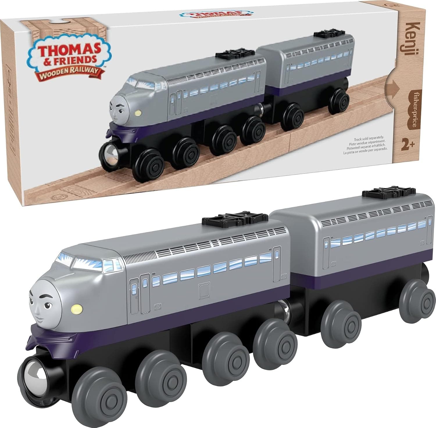 Thomas & Friends Wooden Railway Toy Train Kenji Push-Along Wood Engine & Cargo Car For Toddlers & Preschool Kids Ages 2+ Years