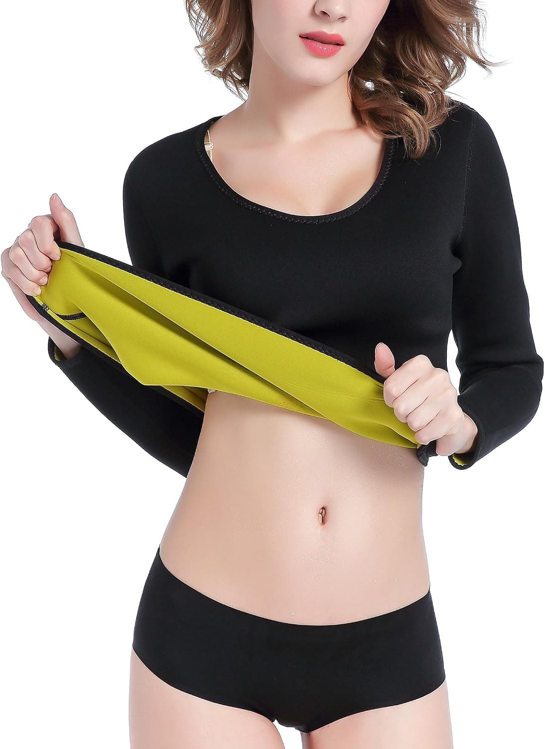 ValentinA Hot Thermo Slimming Long Shirt Workout Sweat Sauna Suit Neoprene Bodysuit Weight Loss Fat Burner for Women S-5XL