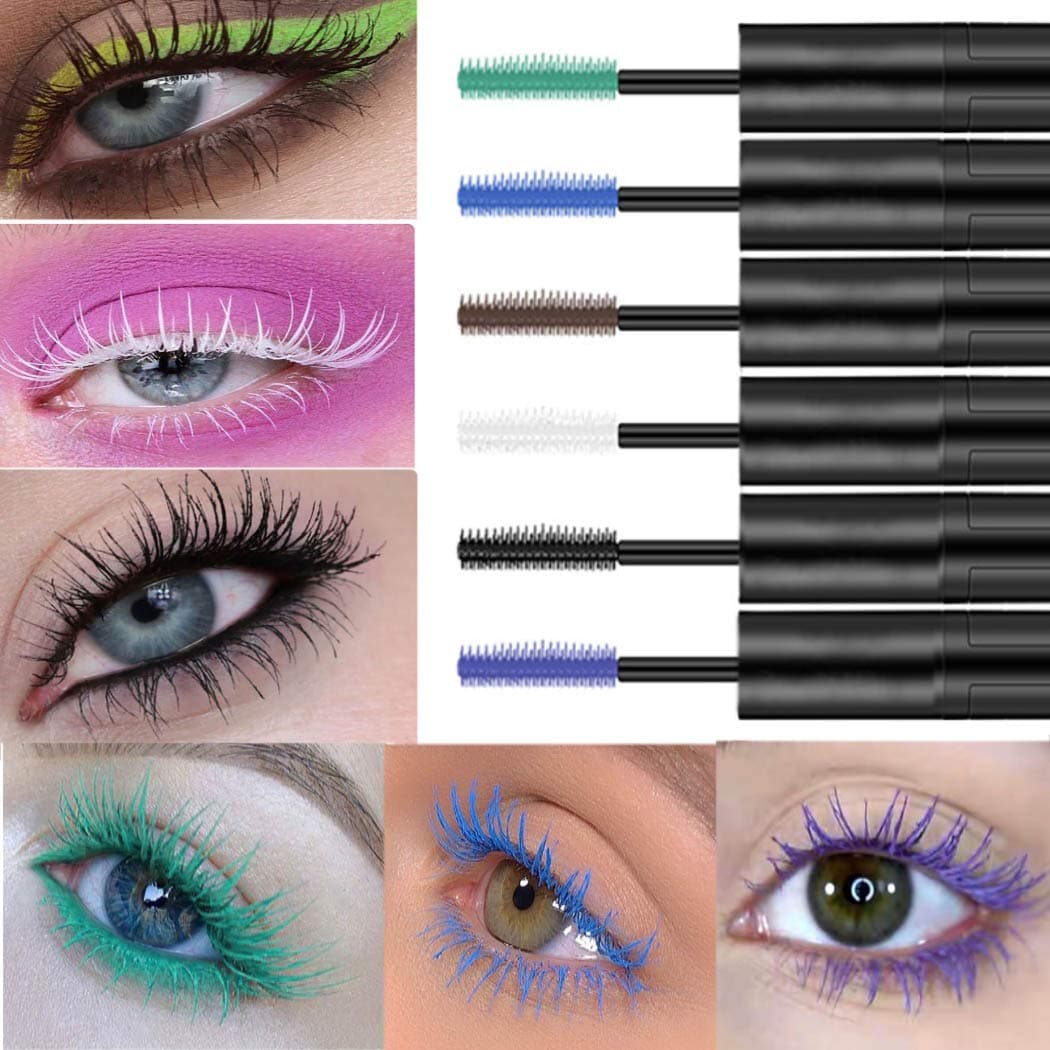 Kisshine Mascara Double-Ended Mascara Fiber Increase Mascara Thick Colorful Mascara Eye Makeup Gift for Women and Girls (Blue 04#)