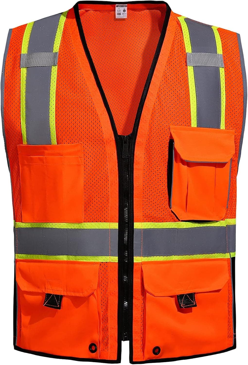 SRsafety Hi Vis Reflective Safety Vest, Class 2 High Visibility Security Construction Vest with Zipper， ANSI/ISEA Standard.