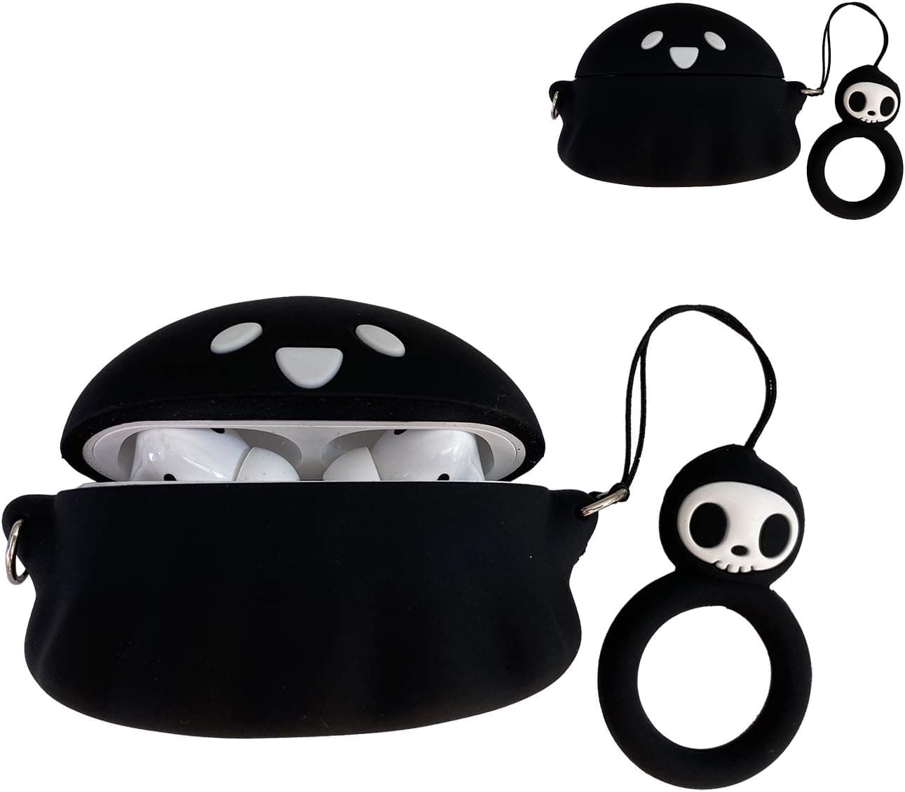 Airpods Pro Case, 3D Cute Cartoon Ghost Compatible with Apple Airpods 3&Pro, Airpods Pro Accessories Shockproof Protective Silicone Cover and Skin for Apple Airpods Pro Charging Case (Black Ghost)