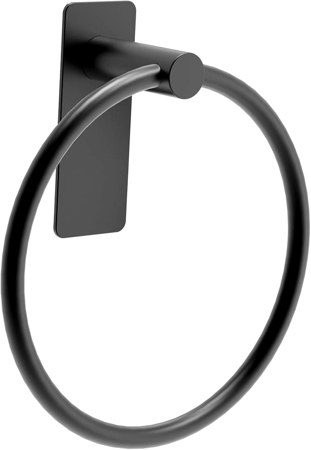 KEGII Matte Black Towel Ring - Self Adhesive Hand Towel Holder No Drilling Towel Rack Modern Round Swivel Towel Hanger for Bathroom and Kitchen, SUS 304 Stainless Steel - Brushed