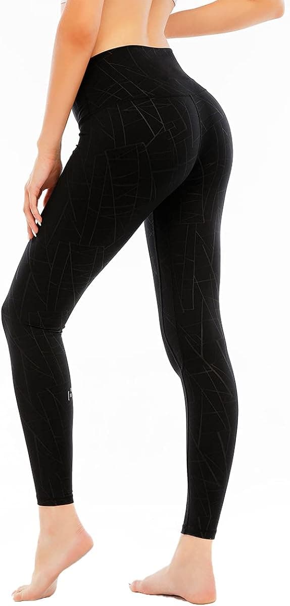 HUGE SPORTS Women's High Waisted Tummy Control Yoga Leggings with Pocket Running Workout Pants Active Tights