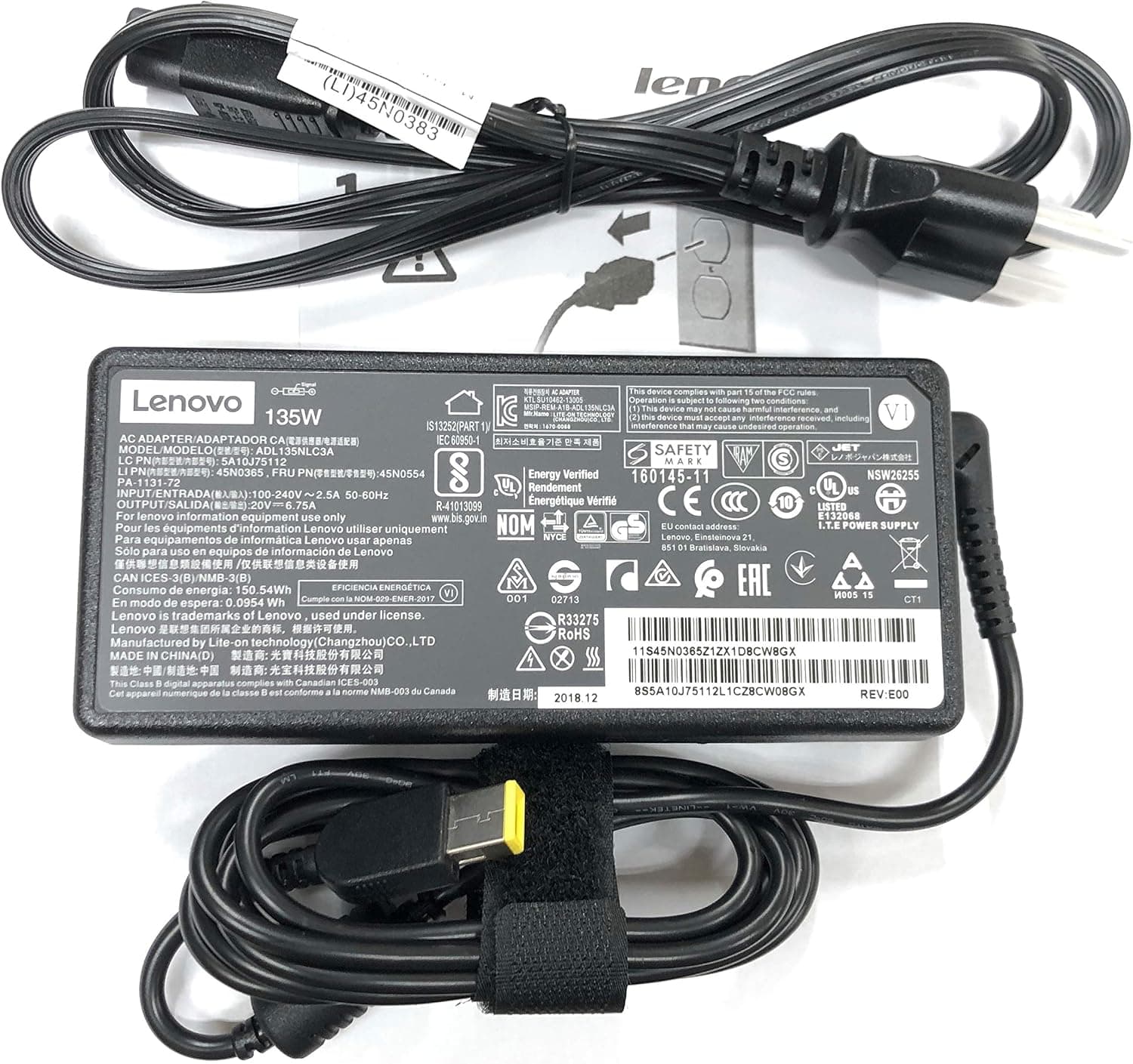 Lenovo 20V 6.7A 135W Slim Tip AC Adapter for Lenovo IdeaPad Y40-70 Y50-70 Y70-70, ThinkPad T440P T450P T460P T530 T540 T560 W510 ADL135NDC3A