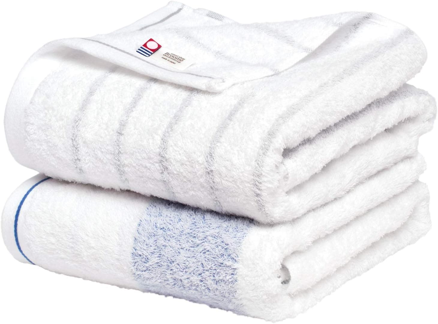 CYBERL Imabari Towel Bath Towel Stripe; Set of 2, Blue and Gray