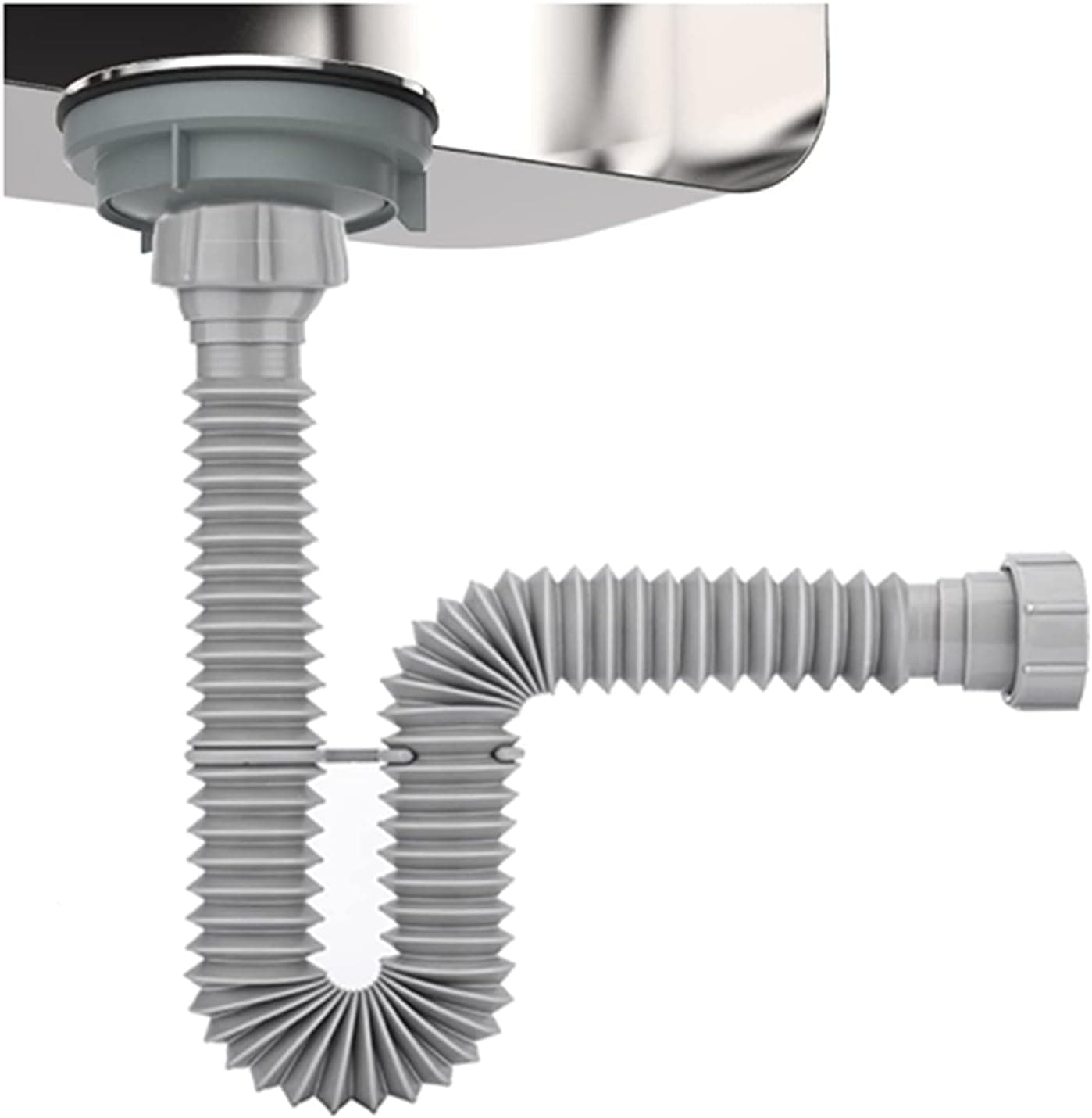 Flexible Sink Drain Pipe，1-1/2" P-trap pipe for single or double Kitchen sink garbage disposal Adjustable P Trap