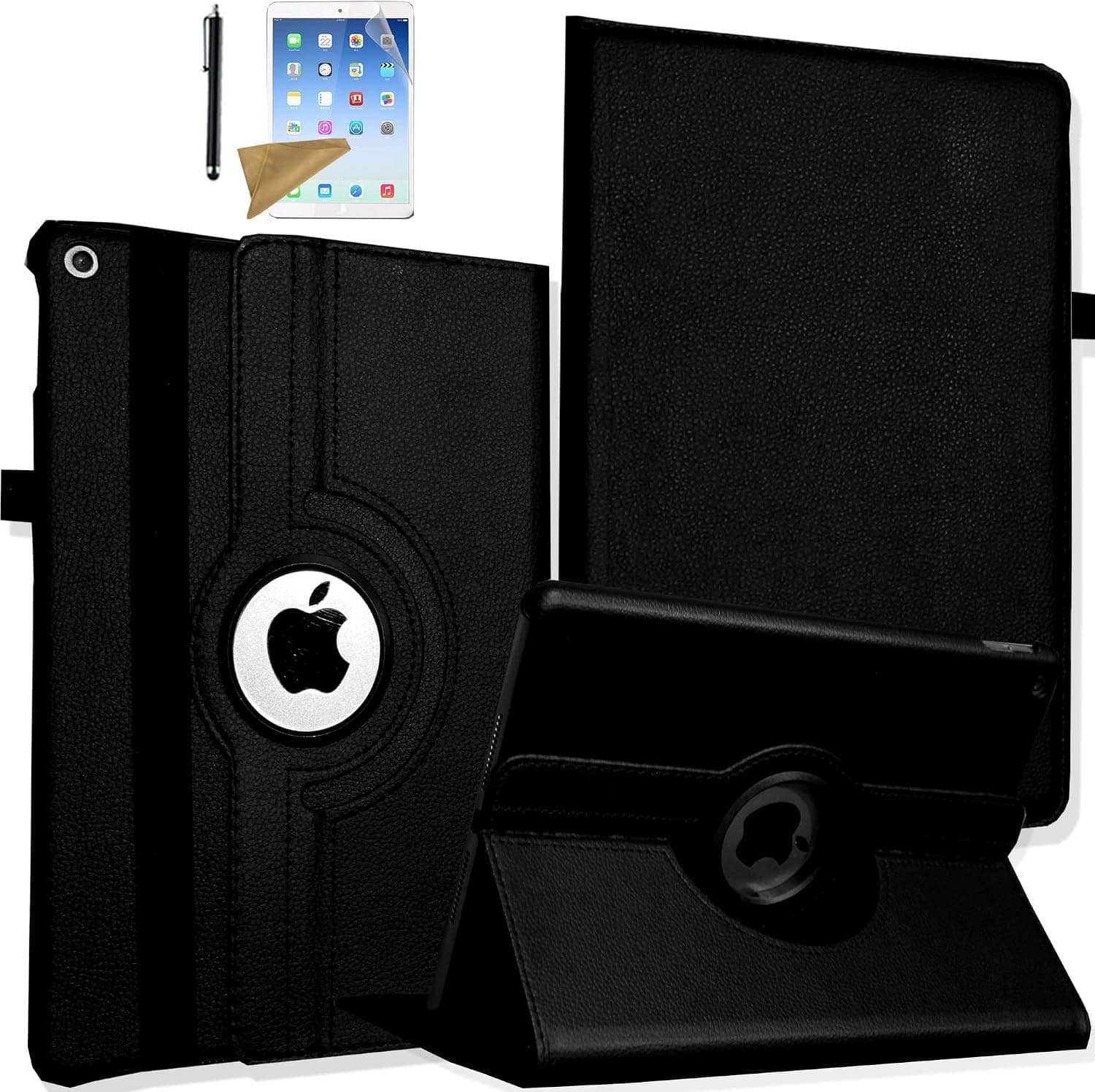 Lingsor Rotating Case for iPad 7th/8th/9th Generation, Magnetic Stand Smart Cover for 2019/2020/2021 iPad 10.2 Built in Pen Holder- Auto Sleep Wake up – Come with Stylus and Screen Protector (Black)