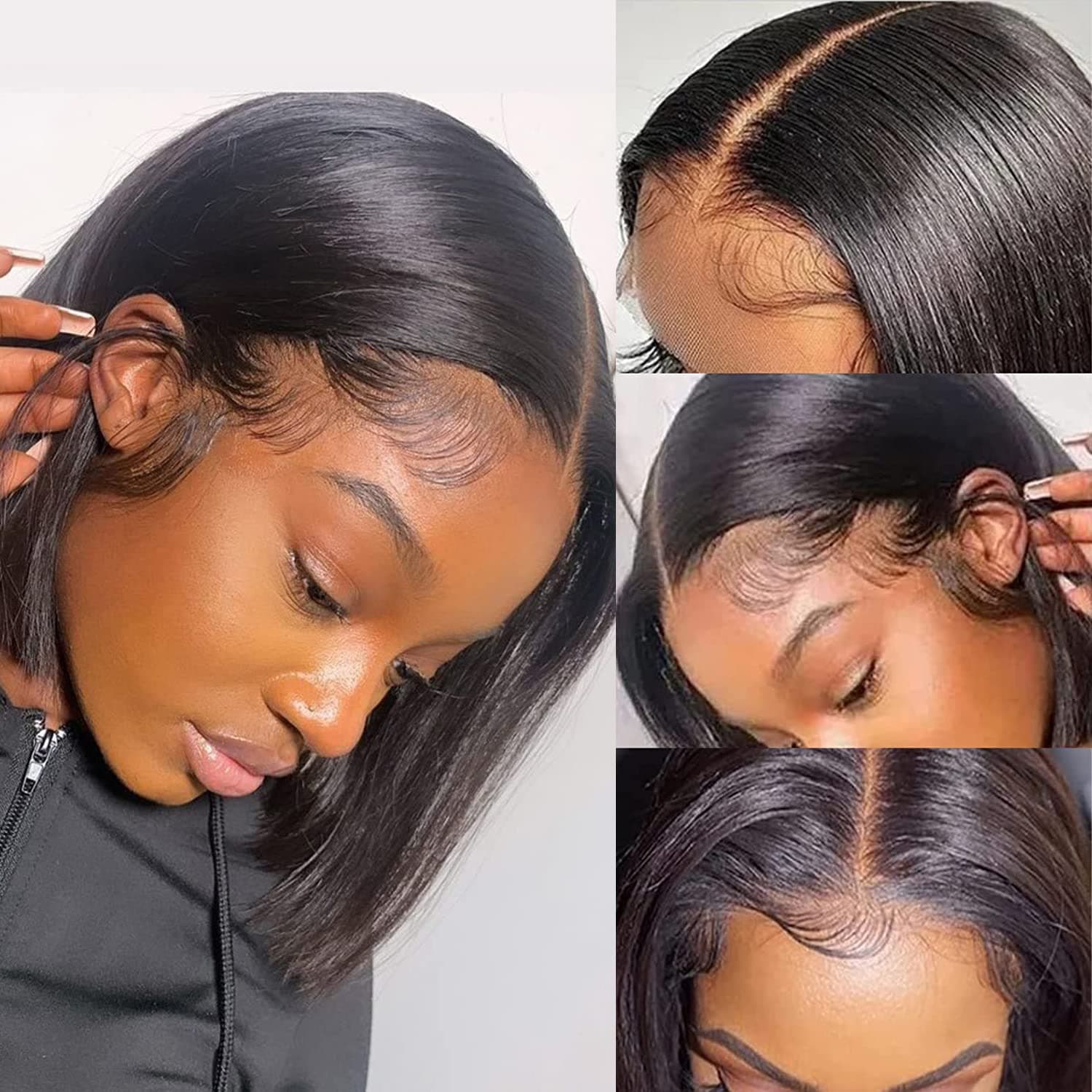 Bob Wig Human Hair 13x4x2 Transparent Lace Front Wigs Human Hair Short Bob Wigs for Black Women 150% Density T Part Lace Wig Human Hair Pre Plucked with Baby Hair 14 Inch