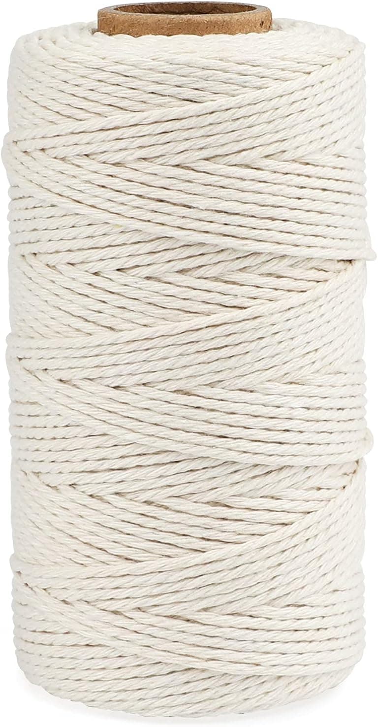 jijAcraft 328 Feet Cotton Butchers Twine,2mm Thick Kitchen Cooking Twine for Meat,Sausages,3Ply Beige Cotton Twine Macrame Cord for Crafting,DIY Projects,Home Decor,Packing Materials String