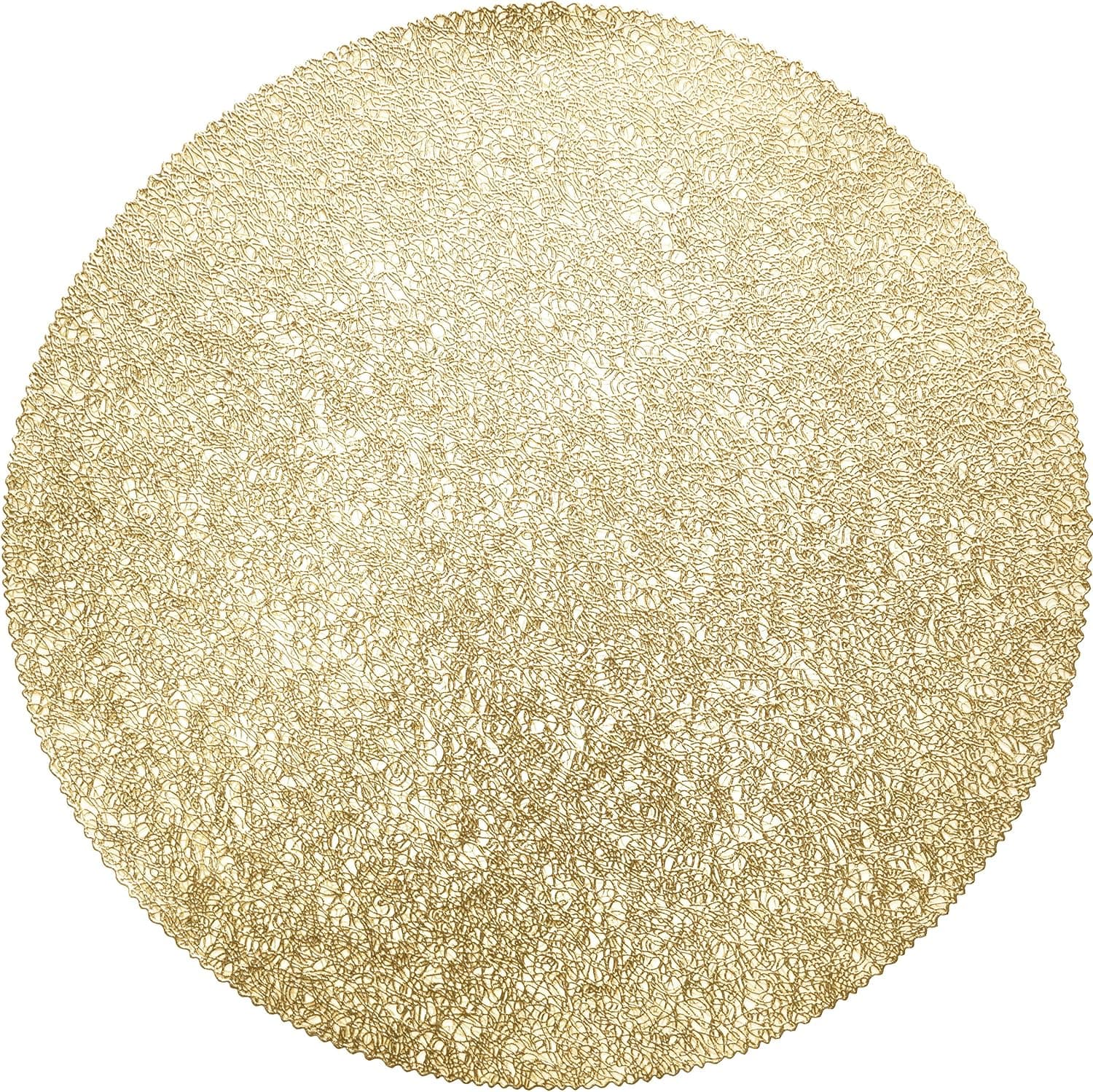 " OCCASIONS " 10 Pieces Pack Pressed Vinyl Metallic Placemat/Wedding Accent Centerpiece Placemat (Round-Glam Gold)