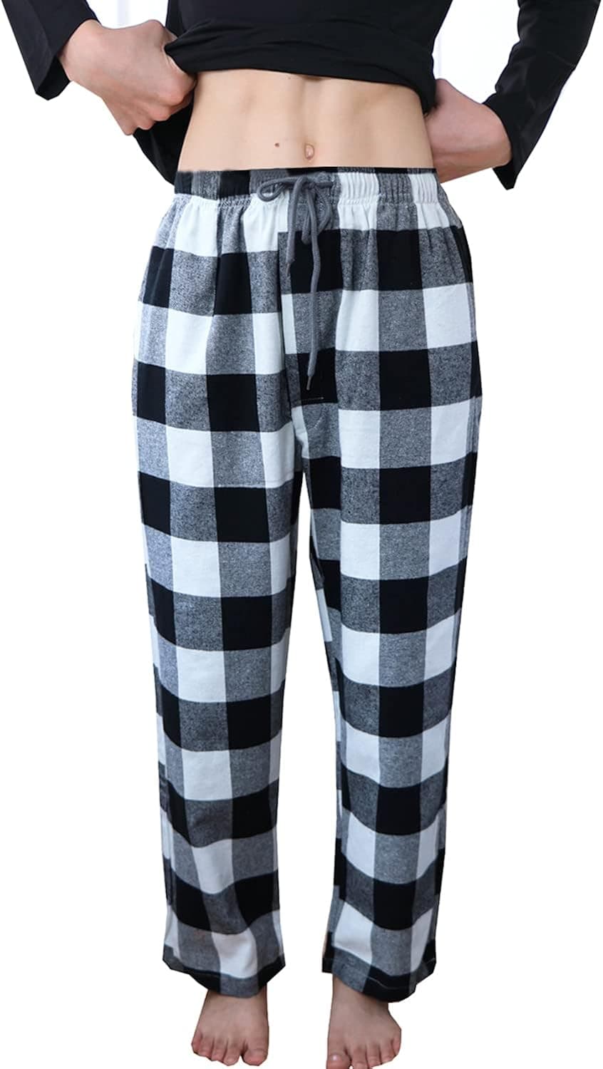 Big Boy's Cotton Plaid Pajama Pants Lounge Long Pants Loose Size 8 10 12 14 16