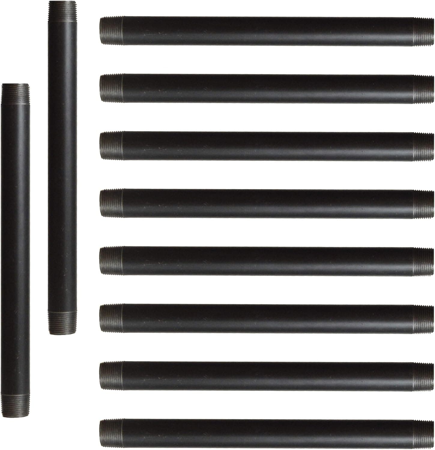 Brooklyn Pipe Vintage Finish | 3/4" x 12" Inch Heavy Duty Schedule 40 Industrial Pipe | 10 Pack Threaded Pipe Nipple for DIY Shelving and Furniture