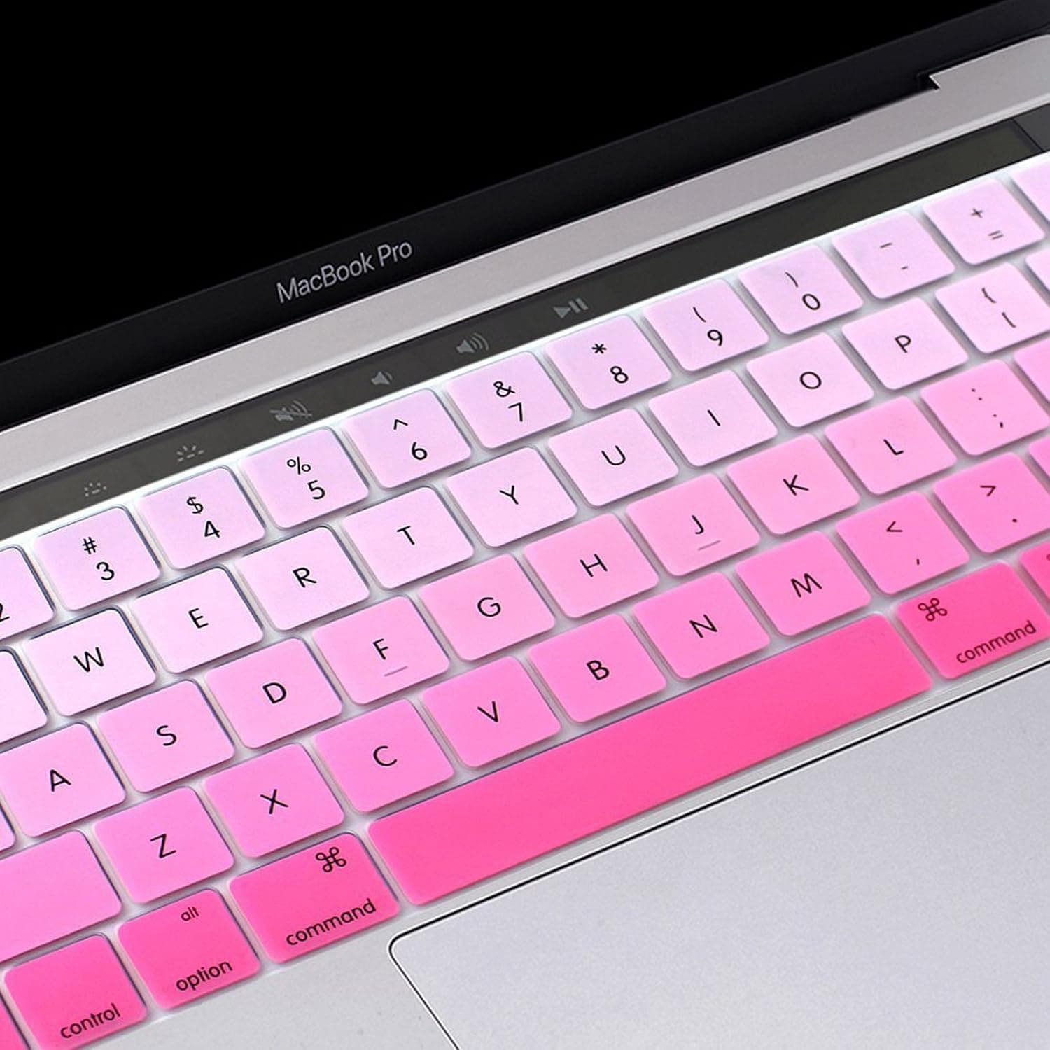 Funut MacBook Pro Keyboard Cover with Touch Bar 13 inch Silicone Keyboard Skin and 15 inch Premium Ultra Thin TPU 2019-2016 (Apple Model A2159 A1989 A1990 A1706 A1707) Skin Protector - Fade Pink