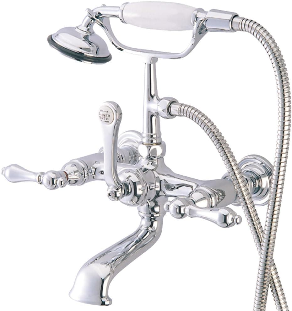Elements of Design Hot Springs DT5521AL Wall Mount Clawfoot Tub Filler with Hand Shower, Polished Chrome