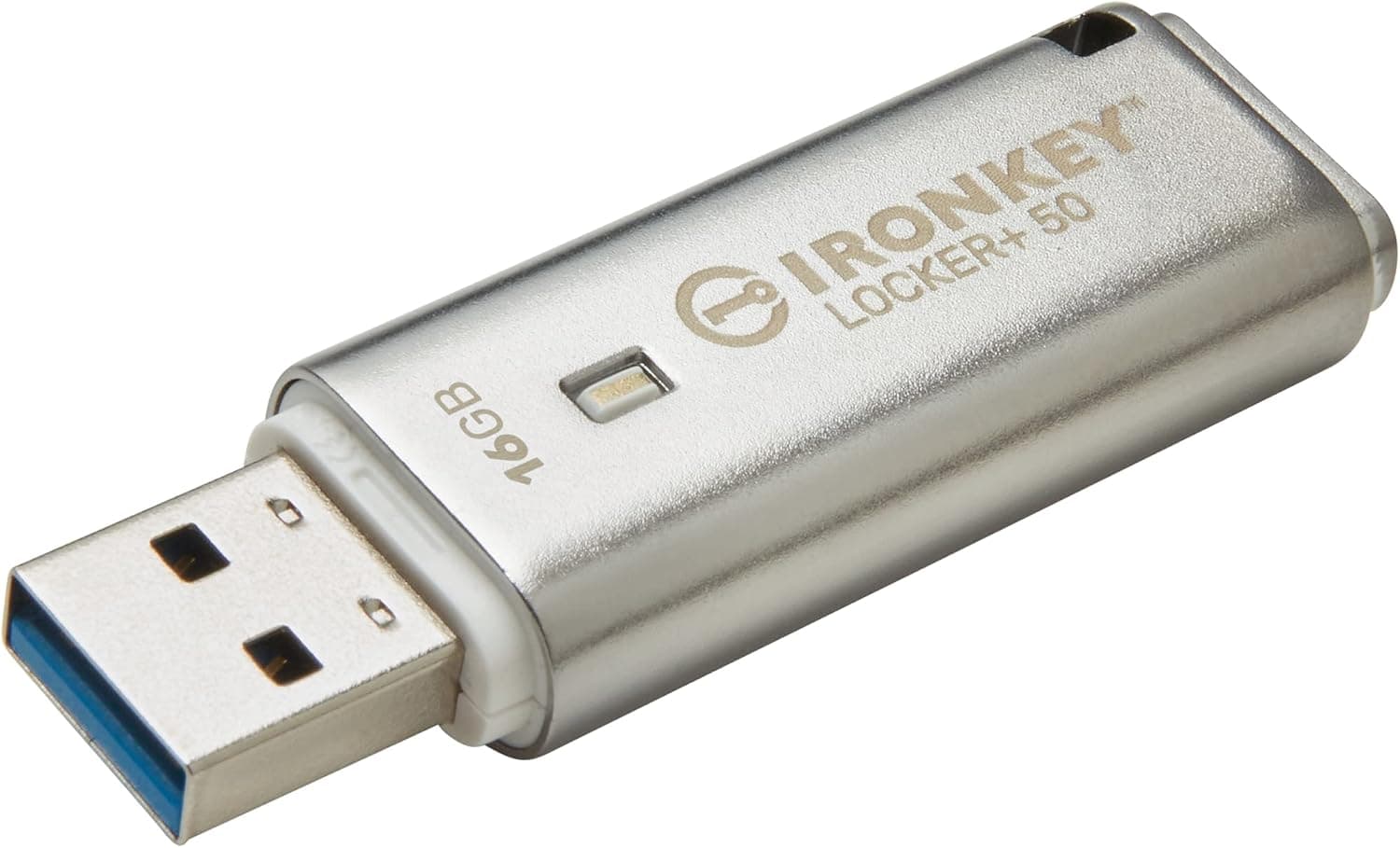 Kingston Ironkey Locker+ 50 16GB Encrypted USB Flash Drive | USB 3.2 Gen 1 | XTS-AES Protection | Multi-Password Security Options | Automatic Cloud Backup | Metal Casing | IKLP50/16GB