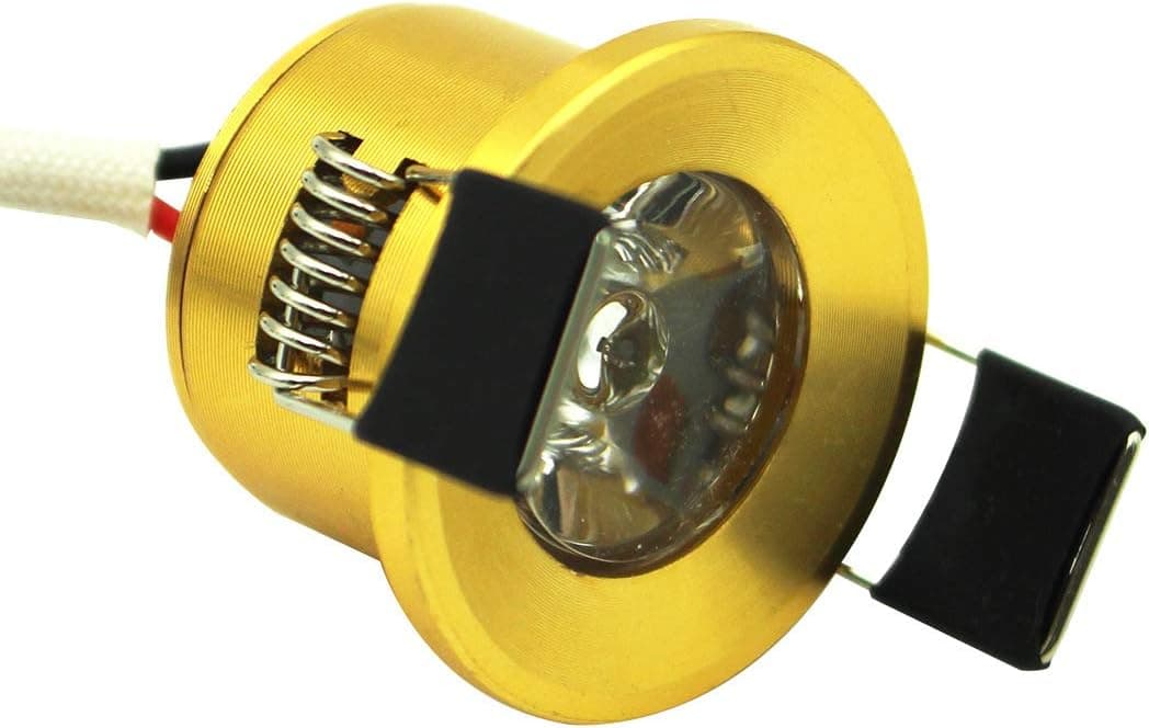 LEDIARY Recessed Cabinet Lights, Mini Recessed Led Lights, 1 inch Led Lights Round with Led Driver, Gold, 120v, 1.5w, Natural White 4000K, 1 Pack