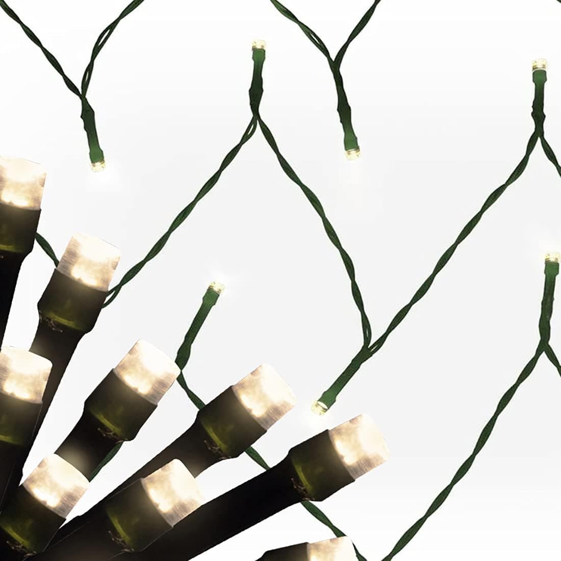 ProductWorks 16878 Brilliant Net LEDs 4' x 6' 150 Lights 8 Function Green Cord, Micro