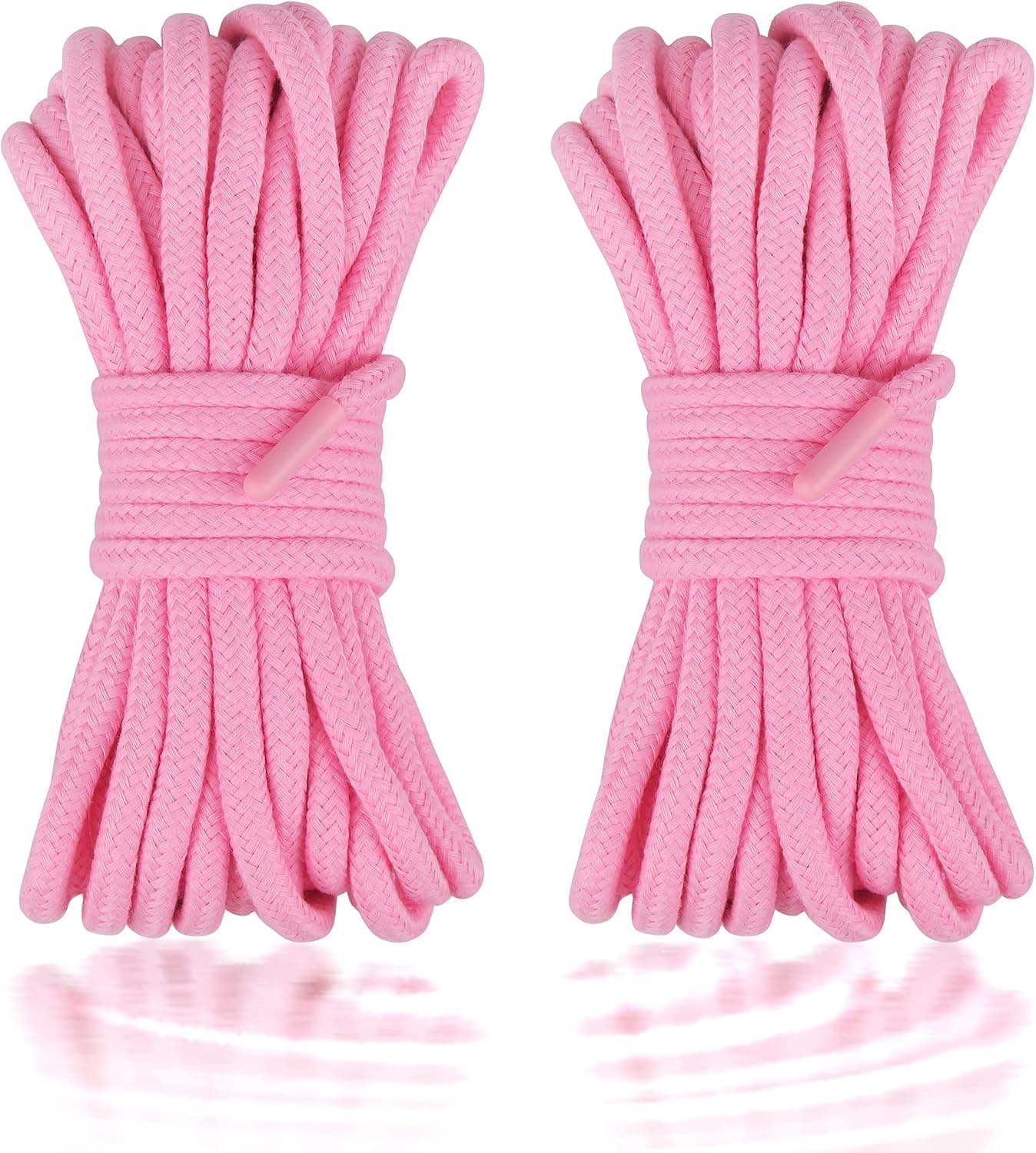 Penfeinx 2-Pack Soft Cotton Rope Durable Thick Rope Skin Friendly Smooth Cotton Rope 10 Meters/32 Feet 8MM Multipurpose Protecting Ending Twisted Long Rope Pink-Pink