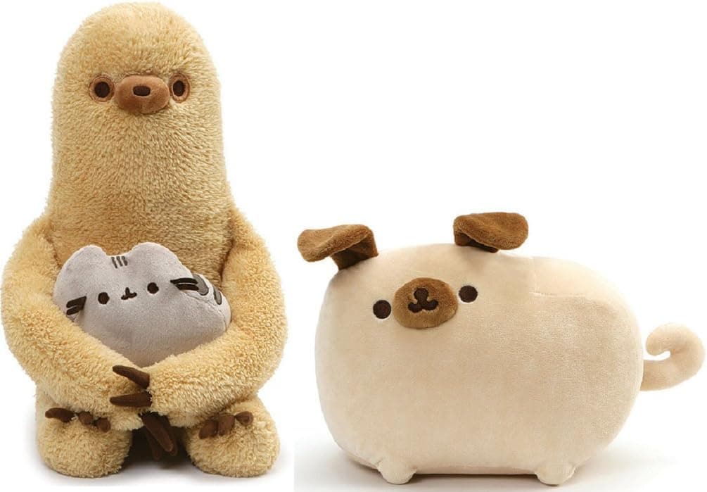GUND Pusheen Plushes Bundle Set of 2, Sloth and Pugsheen