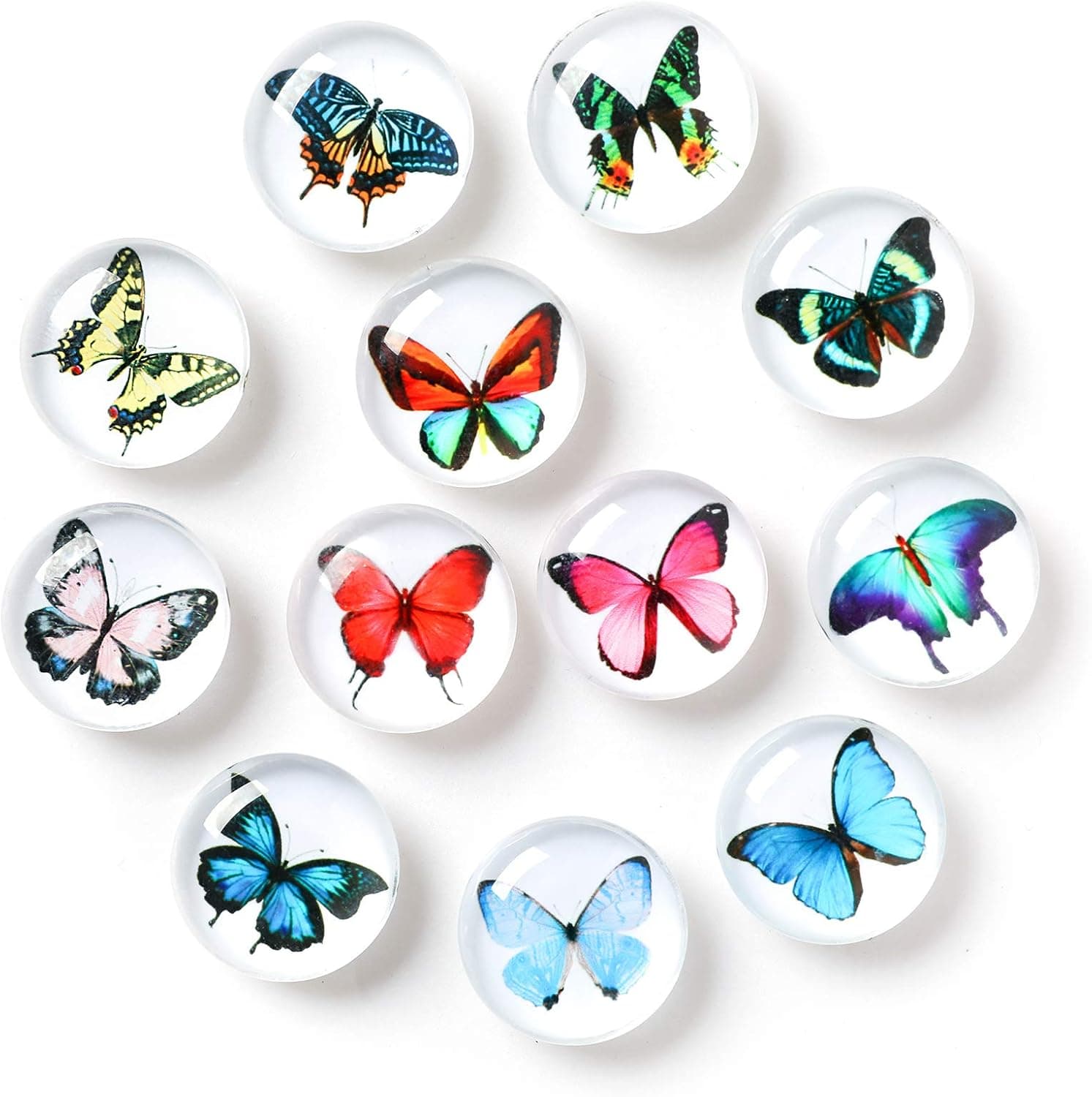 12pcs Refrigerator Magnets, Crystal Glass Butterfly Style Pattern ,Fridge Magnets for Home Office Cabinets, Whiteboards, Photos,Party ,Holiday,Decorative Magnets Gift