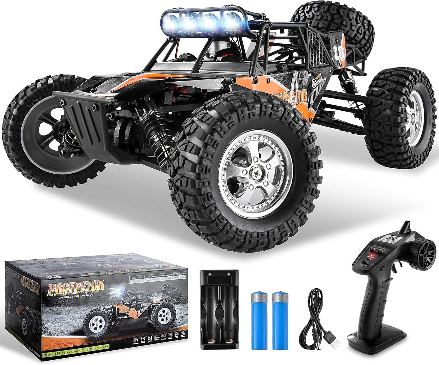 BEZGAR HB121 Hobby Grade 1:12 Scale Beginner RC Trucks, 4WD High Speed 42 Km/h All Terrains Electric Toy Off Road Sand Rall Buggy RC Truck with Rechargeable Batteries for Boys Kids